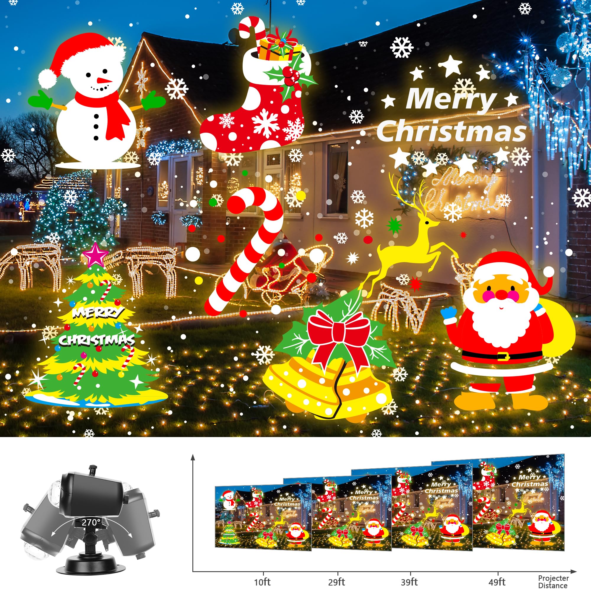 Proyector de luces de Navidad de Halloween para exteriores, luz de proyección navideña mejorada con control remoto, ondas oceánicas 3D y 72 patrones HD, proyector de copo de nieve impermeable 3