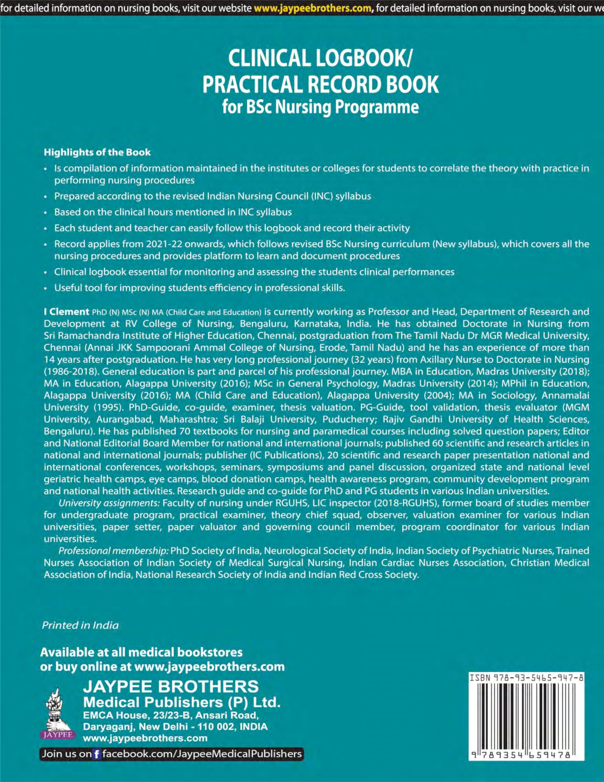 CLINICAL LOGBOOK/PRACTICAL RECORD BOOK FOR BSC NURSING PROGRAMME