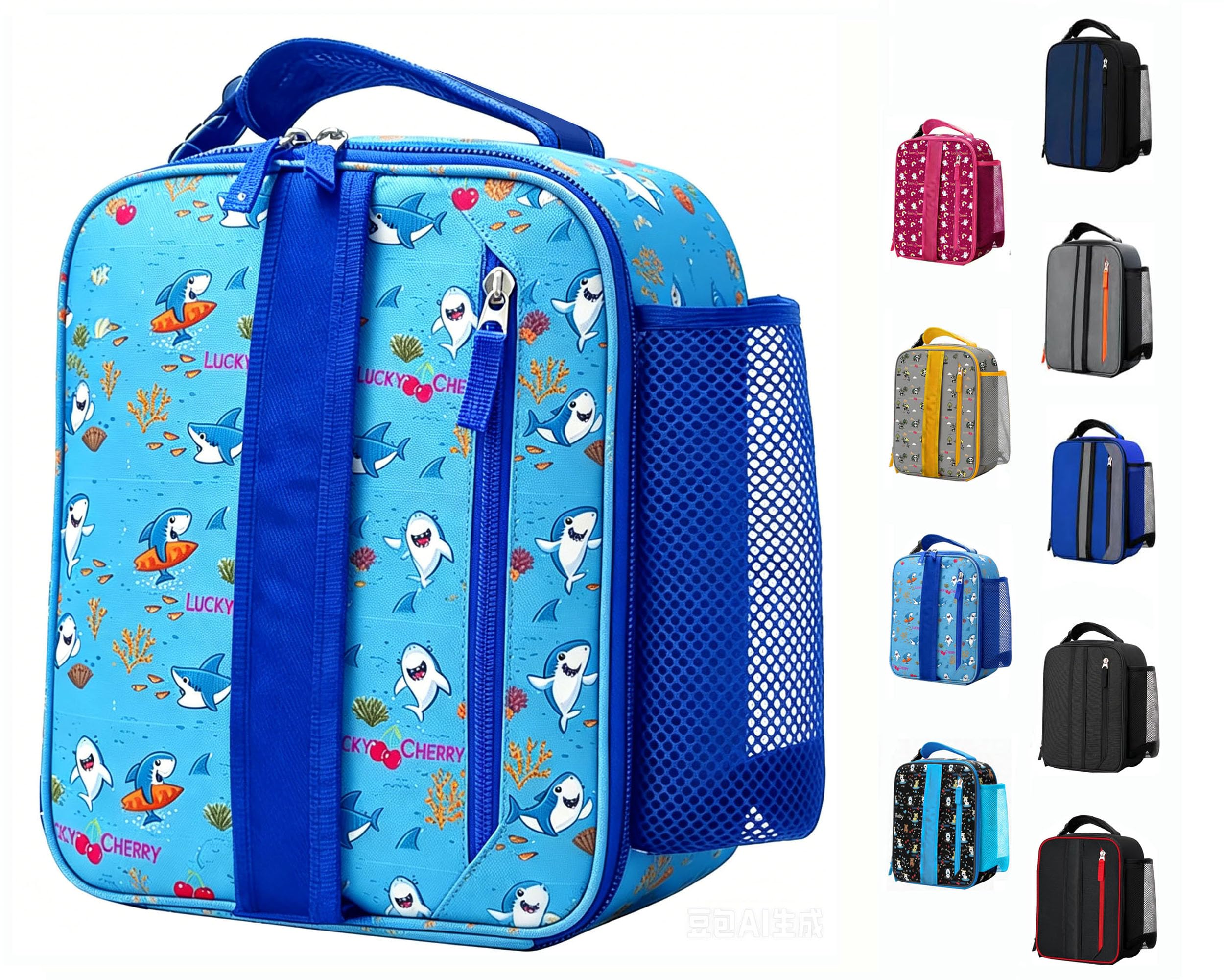 LUCKY CHERRY Lunch Box Kids,Cute Cartoon Insulated Lunch bag for Kids Boys Girls Portable Lightweight Small Lunchbox Special Design for school Picnic Outdoor