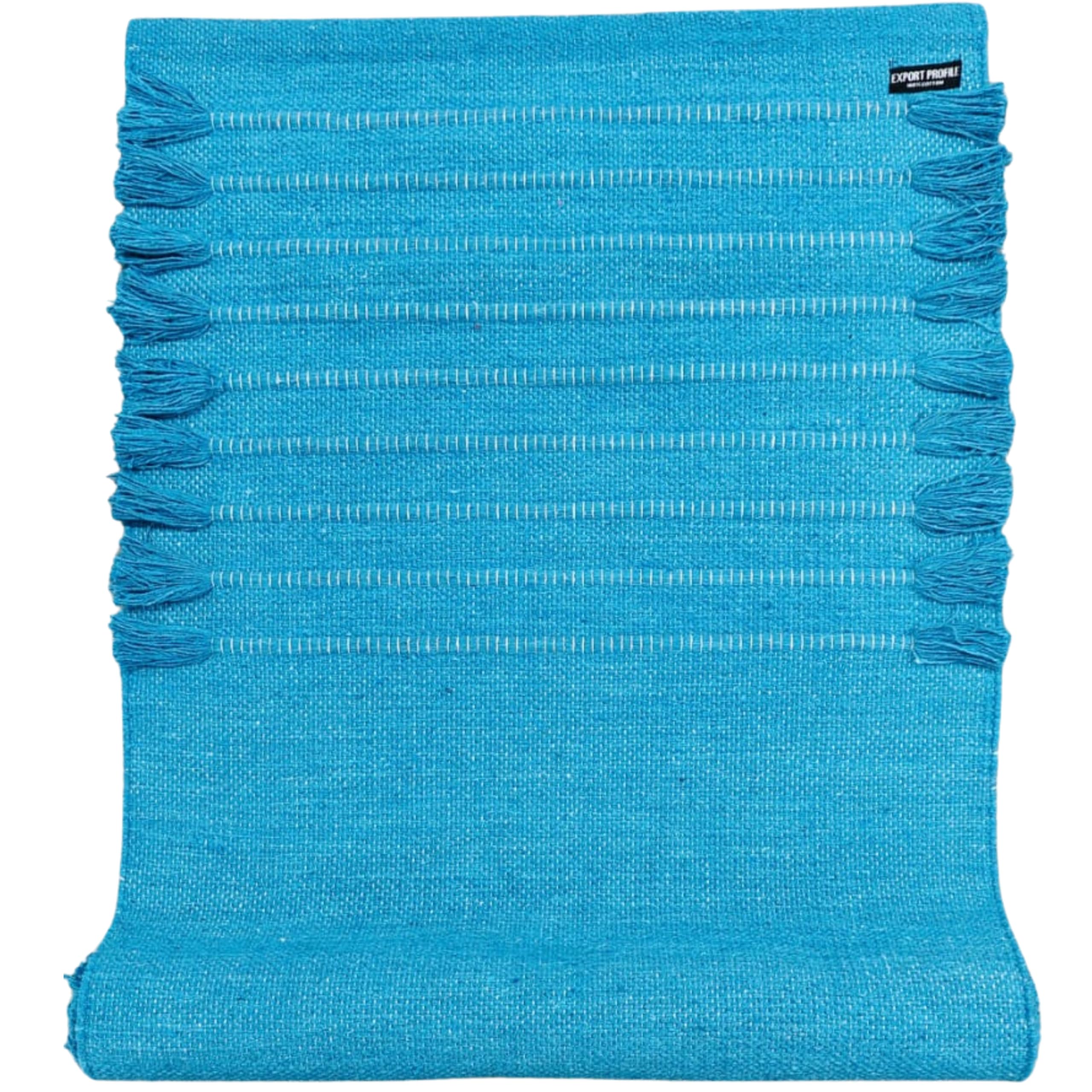 EXPORT PROFILE Handmade Organic Anti Slip Cotton Yoga Mat Natural Yoga Mat - Yoga Rug - Exercise, Workout, & Fitness Rug Made of 100% Cotton - Woven Material - Blue (24”x72”x5mm) — image 1