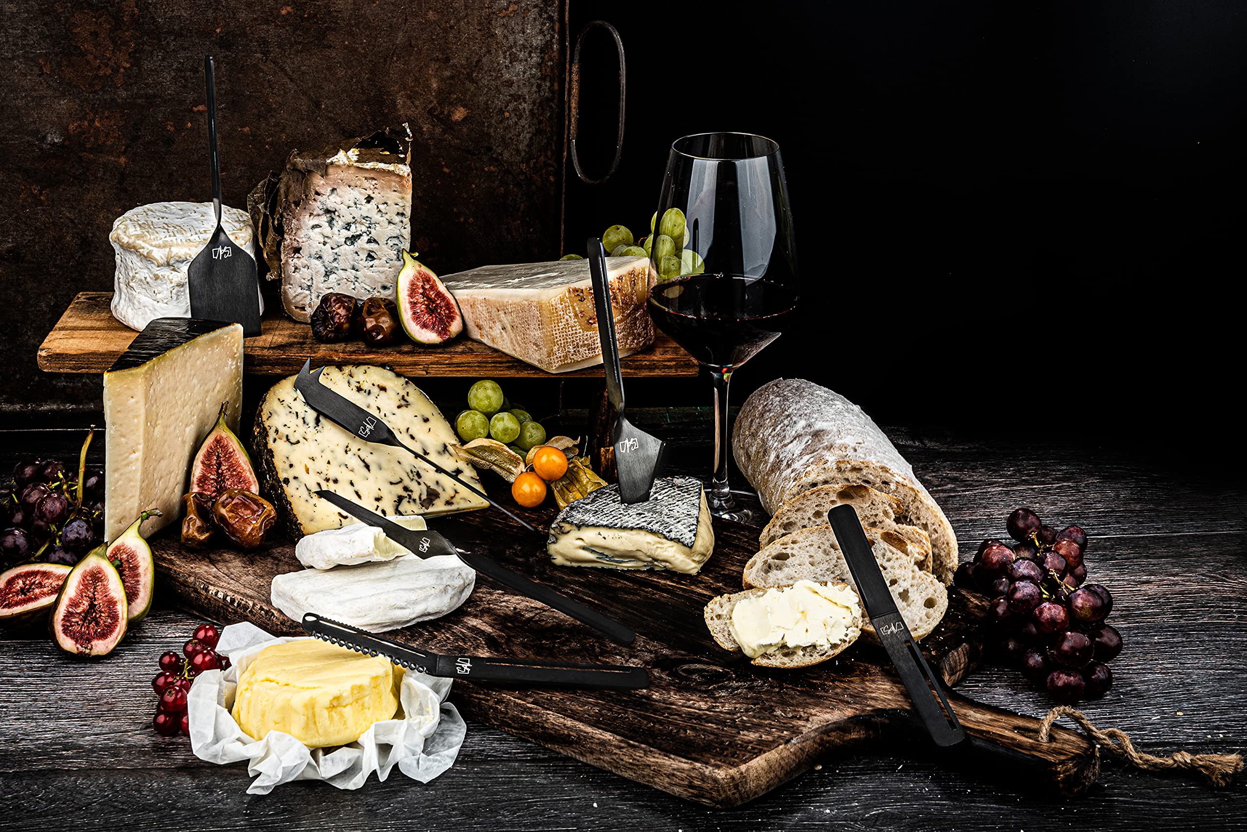 Style de Vie Lot de 6 couteaux à fromage et à beurre Noir