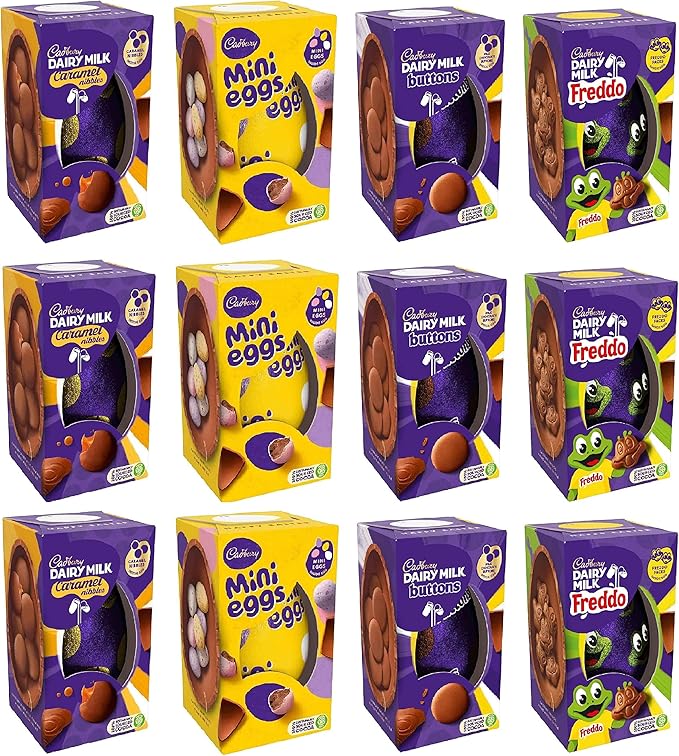 Cadbury Chocolate Easter Egg Bulk Pack of 12 3x Caramel Nibbles 96g