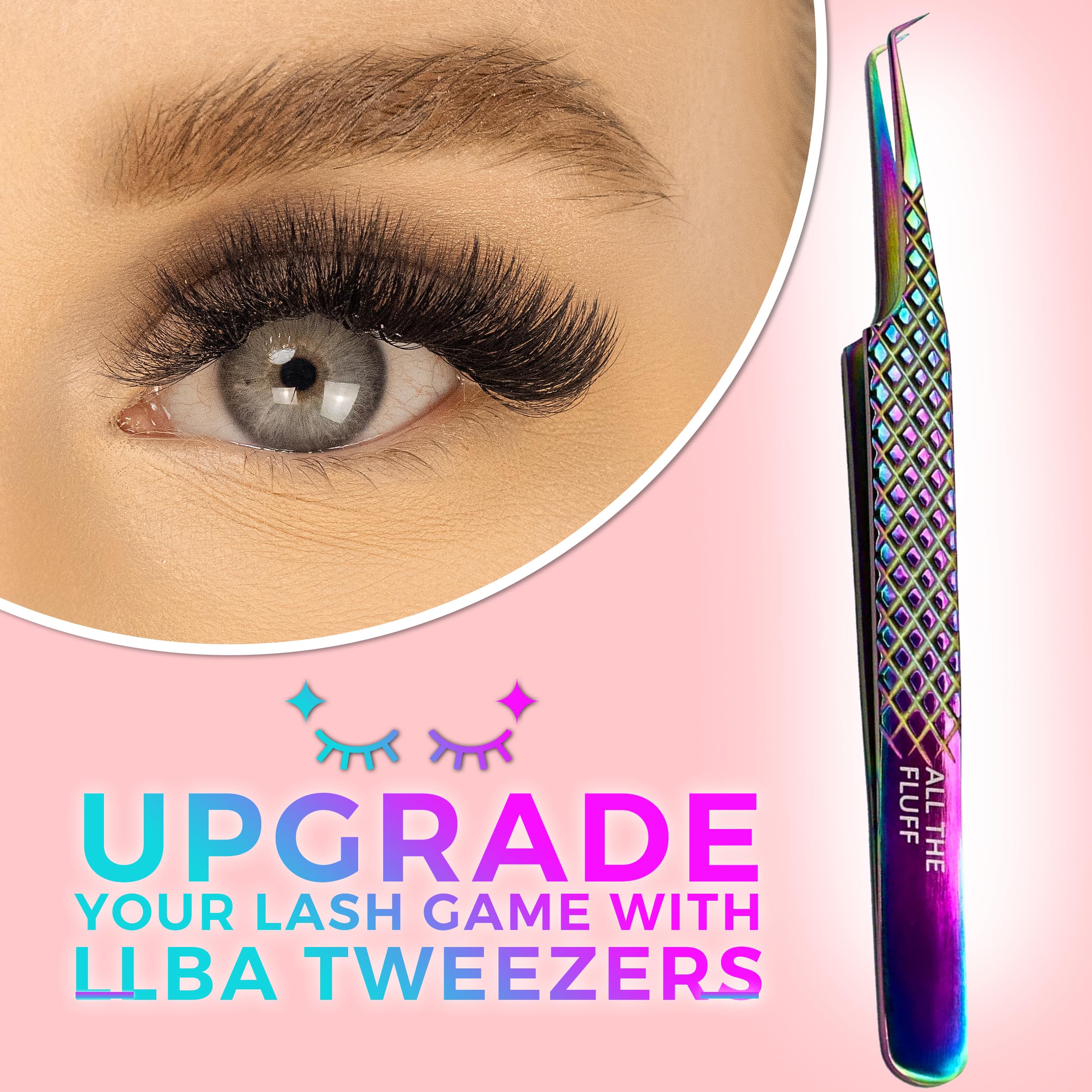 LLBA Lash Tweezer Professional for False Lash Application Tool | Multi Shapes & Purposes with Non-Slip Grip Tweezers for Volume, Isolation & Classic Lashes (Galaxy, All The Fluff Volume) — view 7