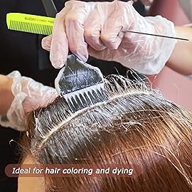 Allegro XL Pintail Rat Tail & Parting Combs - Metal Tail Foiling & Pin Combs for Stitch Braids - 2 Pc. (Neon Yellow)