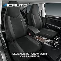 Vista 2 de Pic Auto Fundas de asiento de automóvil de respaldo alto,cuero sintético, compatible con bolsa de aire, ajuste universal, Negro