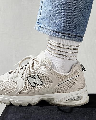 Miniatura 2 de KissYan - Pulseras de tobillo para mujer, joyas elegantes estilo cubano, doble capa, chapadas en oro de 14 quilates, cadena ajustable, estilo clip y