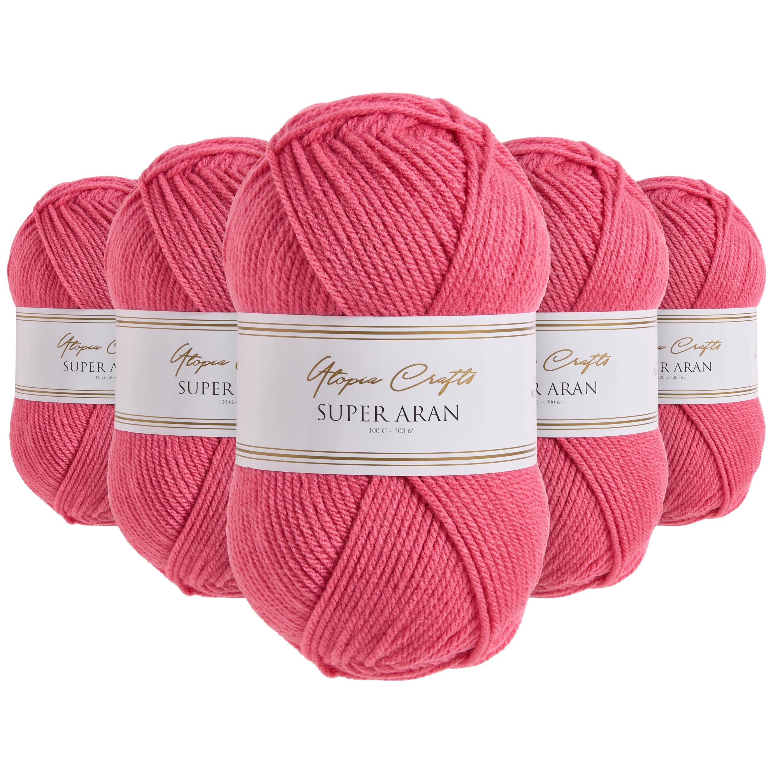 Utopia Crafts Super Aran Knitting and Crochet Yarn 5X 100g (Light Blossom)