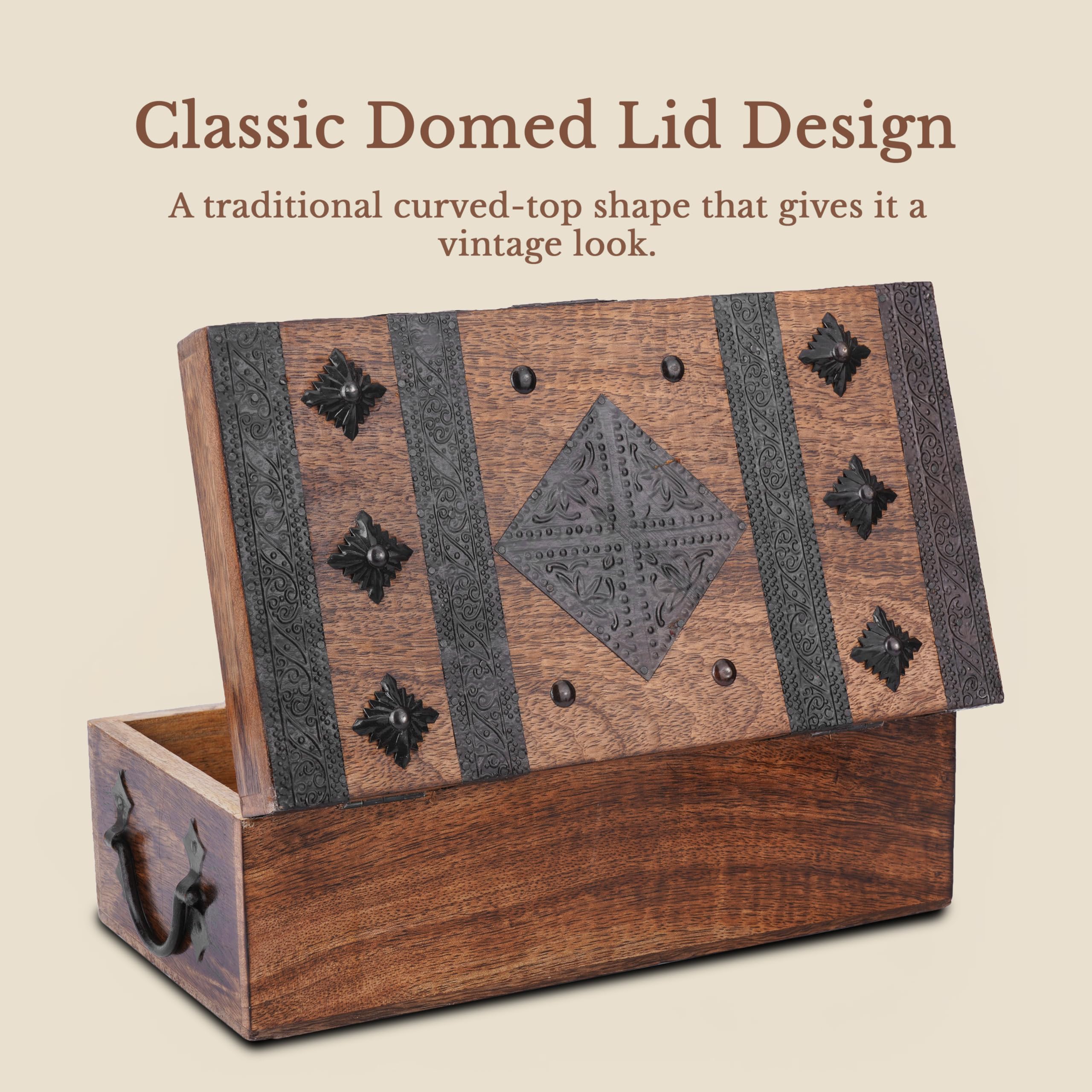 Ajuny Coffre Au Trésor Décoratif En Bois Sculpté à La Main