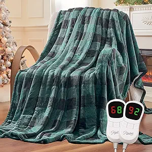 Homemate Electric Blanket Heated King Size - 100“x90“ Ultra Soft Cozy Flannel Heating Blanket with 10 Fast Heat Levels 8 Hours Auto Off Over-Heated Protection ETL Certification Keep Warm in Home