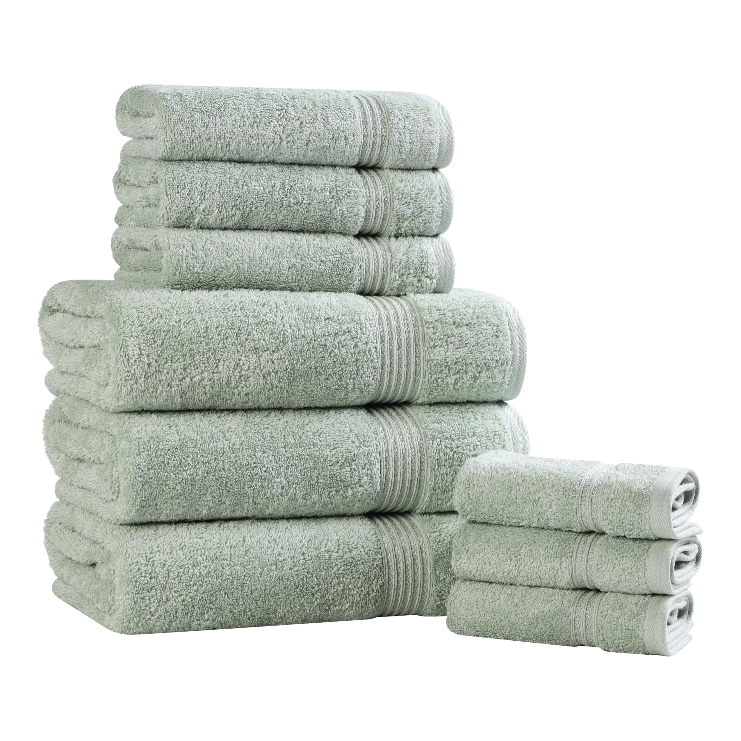 SUPERIOR Juego de toallas de algodón egipcio de 9 piezas, toallas surtidas para el baño del hogar, artículos esenciales de decoración de baño de invitados, incluye 3 toallas de baño, 3 toallas de