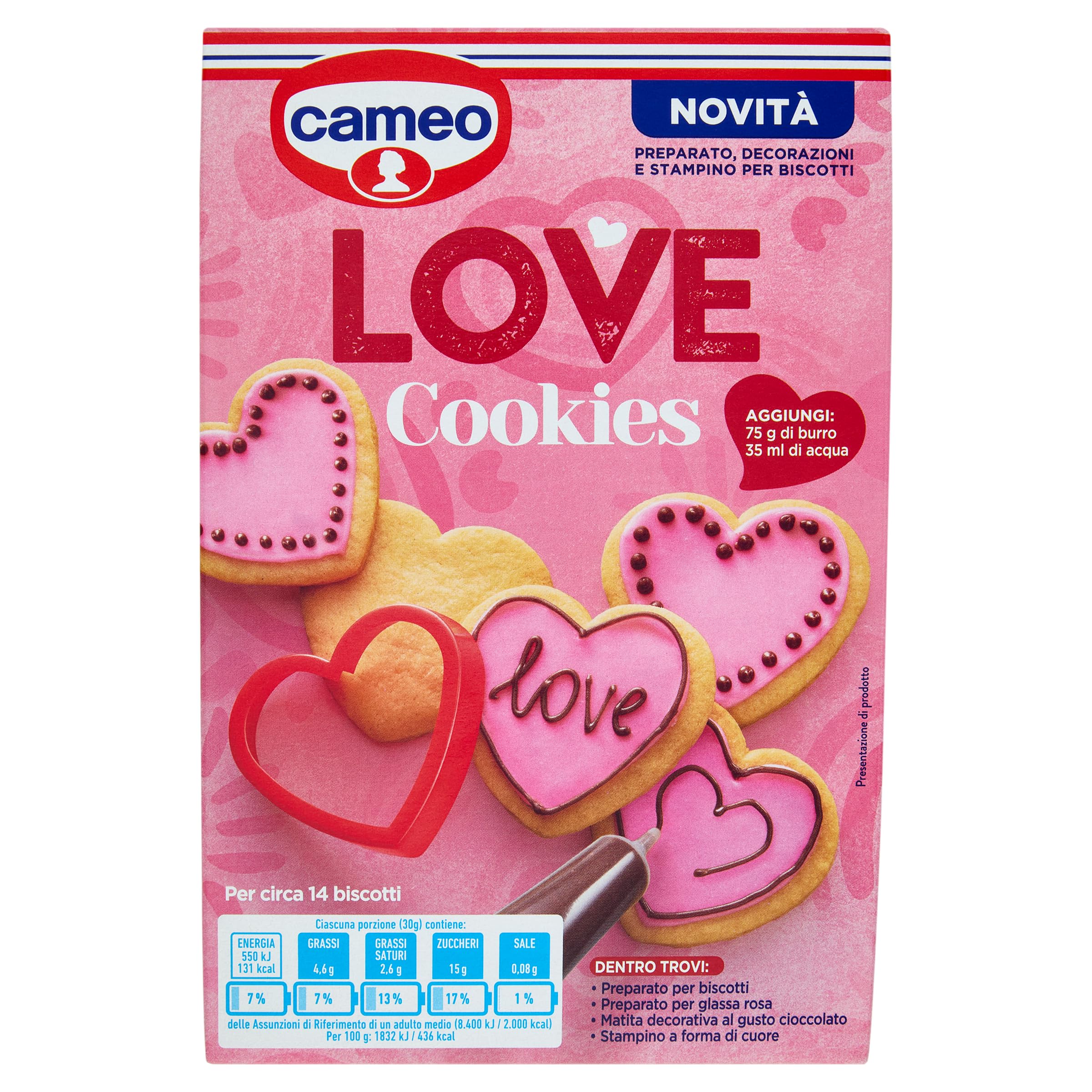 Cameo Love Cookies Kit per Biscotti a Forma di Cuore 354g