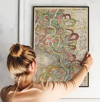 Sheet 6-1944 Mississippi River Map - River House Decor Wall Art Gifts - Harold Fisk Ancient River Meander Alluvial Valley Poster Mississipi Mississ Missipi 16x23 inches Unframed.