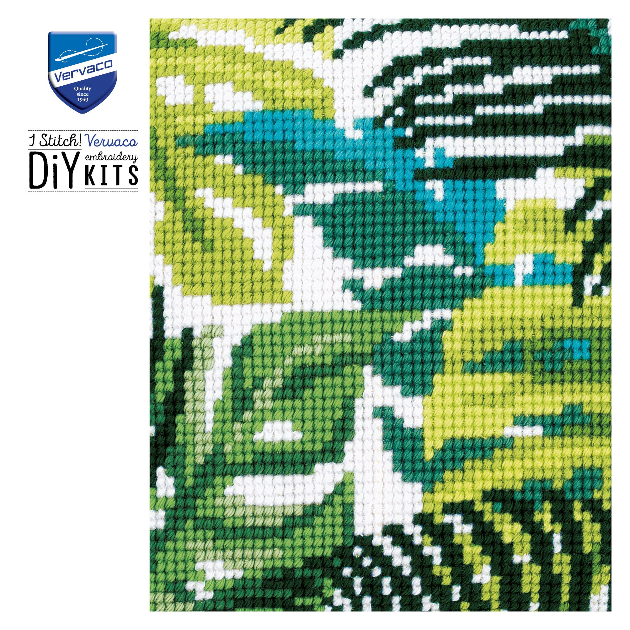 VERVACO Kit Cuscino Punto Croce Foglie BOTANICHE Set Ricamo Principianti Cuscini Gobelin Decorativi ca. 40 x 40 cm Accessori per Lavoretti Creativi DIY Casa Decor Hobby Adulti Cross Stitch