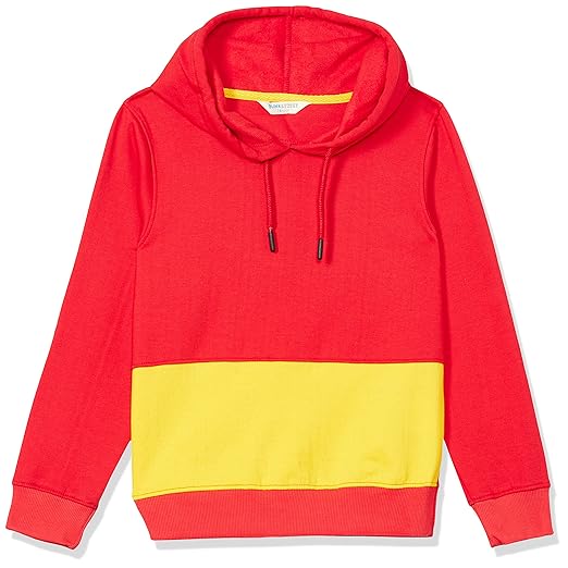 Boy's Cotton Crew Neck Hooded Sweatshirt (BS-1467-15_Red_5/6YR)