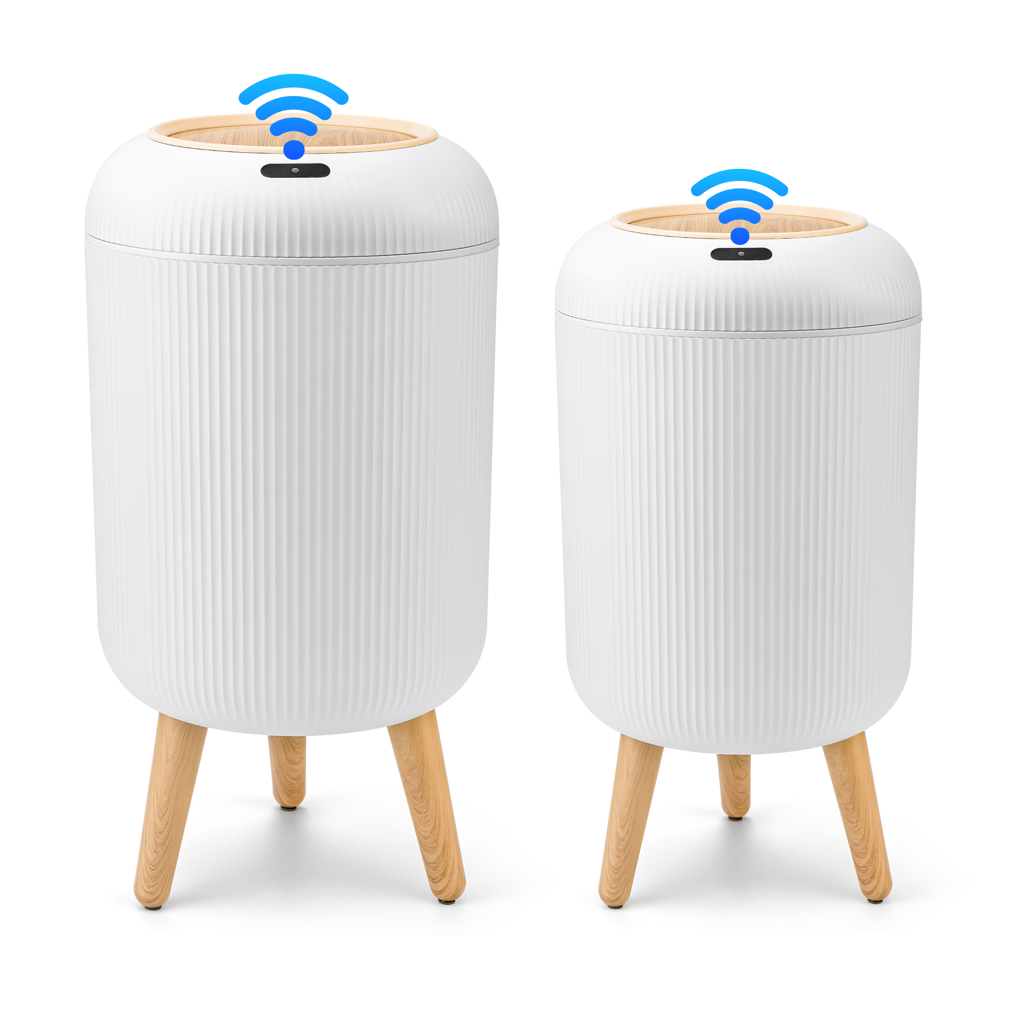 Image of Pukomc 2 Pack Automatic Trash Can 12L /3 Gallon and 10L /2.64 Gallon Bathroom Trash Bin with Lid Touchless Small Smart Motion Sensor Garbage Cans for Kitchen, Bathroom,Living Room and Bedroom