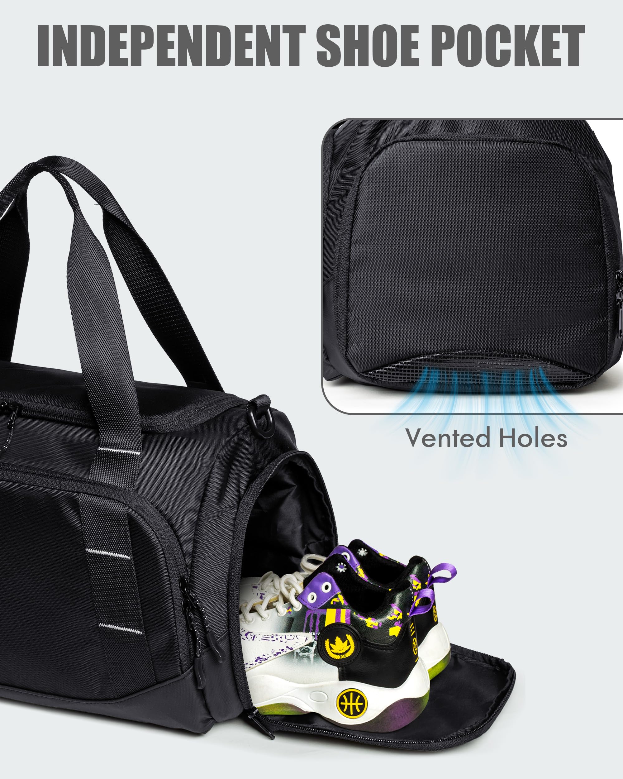 Borsa da Palestra Piccola per Uomo, Borsa da Viaggio con Scomparto per Scarpe, Borsa da Weekend da 16 Litri per Sport, Allenamento e Viaggi