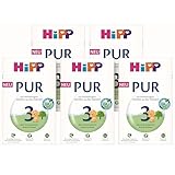 HiPP 3 PUR Folgemilch (5 x 500g), ab 10. Monat, mit hochwertigem Milchfett aus Bio-Vollmilch, ohne Palmöl, mit wichtigen Vitaminen & Nährstoffen, Omega-3 (DHA, ALA), in bester Bio-Qualität