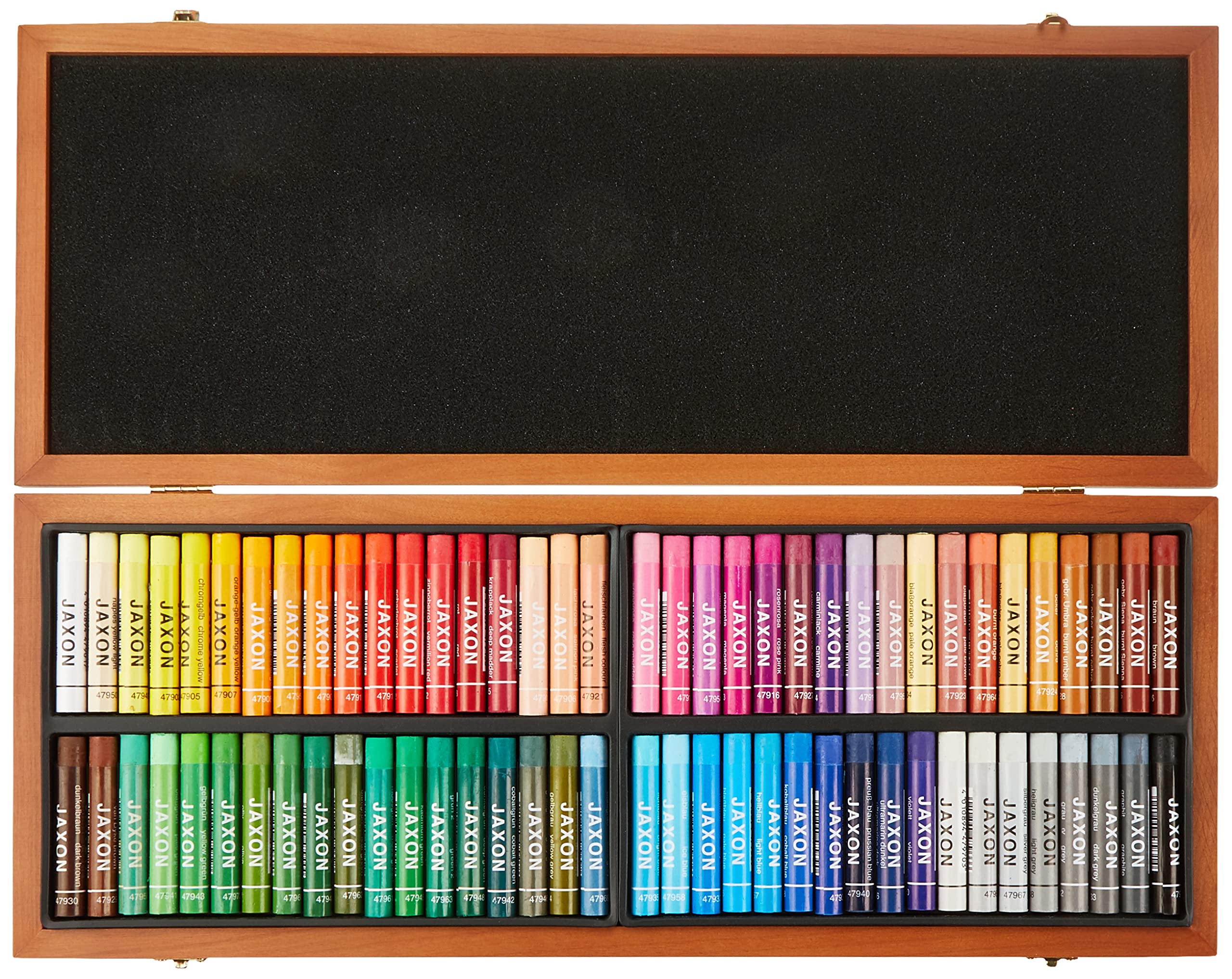 Honsell 47473 - Jaxon Ölpastellkreide, 72er Set im Holzkoffer, brillante, lichtechte Farben, ideal für Künstler, Hobbymaler, Kinder, Schule, Kunstunterricht, frei von Schadstoffen