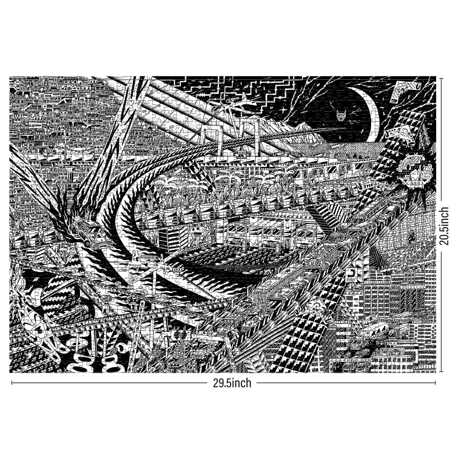Antelope - Puzzle de 1000 pièces pour adultes, Cyber City Black & White Metropolitan Jigsaw Puzzles 1000 pièces Difficulté de l', haute résolution, finition mate, bords lisses, puzzle sans