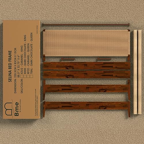 Miniatura 221 de Bme Dinkee - Base de cama de tamaño matrimonial sin cabecera, 15 pulgadas, minimalista y moderna, madera de acacia, 12 listones de madera para