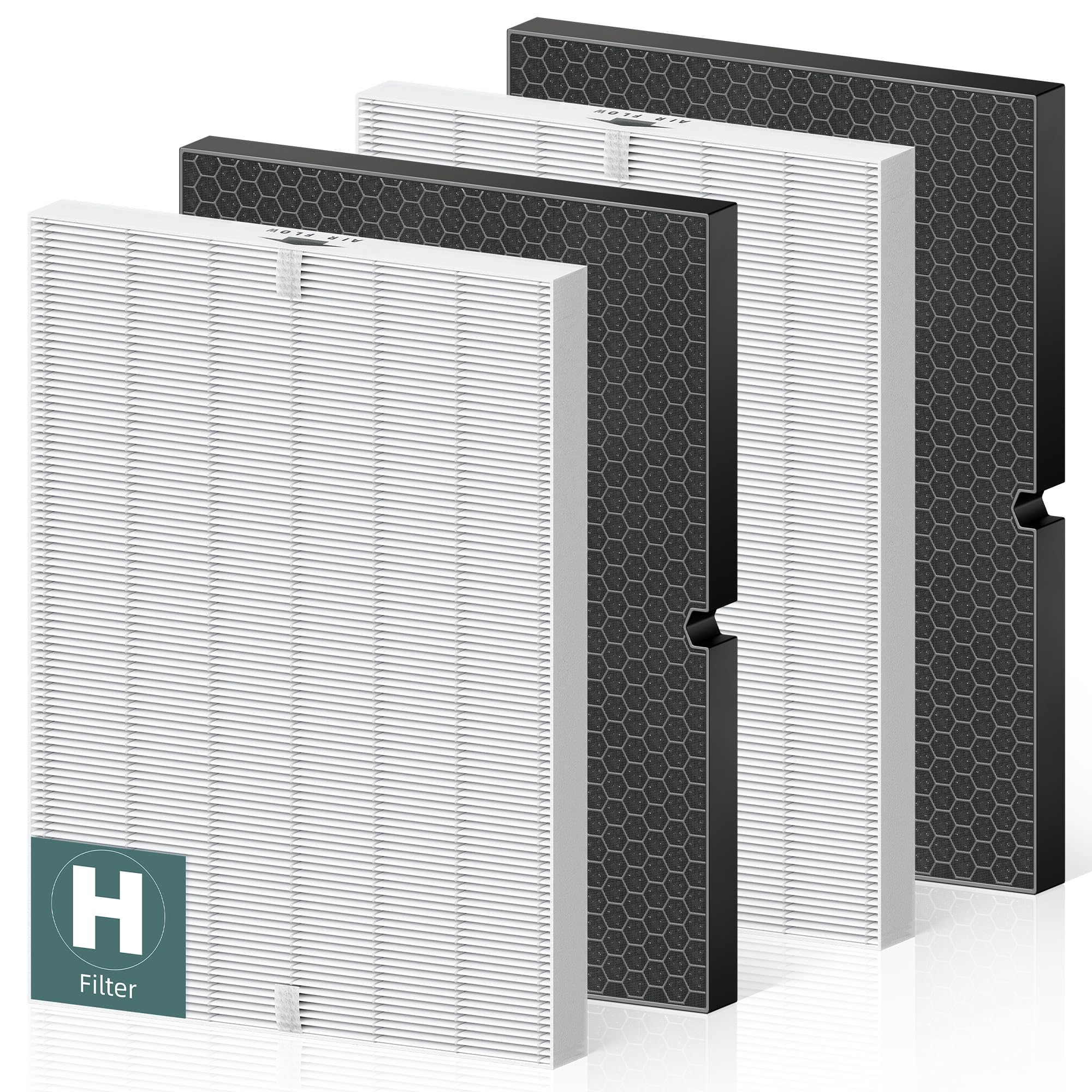 116130 Replacement Filter H for Winix 5500-2 AM80 Plasmawave Air Purifier, True HEPA Filter and Activated Carbon Filter Combo Pack, 2 Set