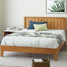 [52% off] Zinus Queen Bed Frame - Alexis Deluxe 12 inch Wood Platform Bed with Headboard, Wood Slats Support, Easy Assembly, No Boxspring Needed - Underbed Storage Space, Rustic Pine Finish, Queen Size