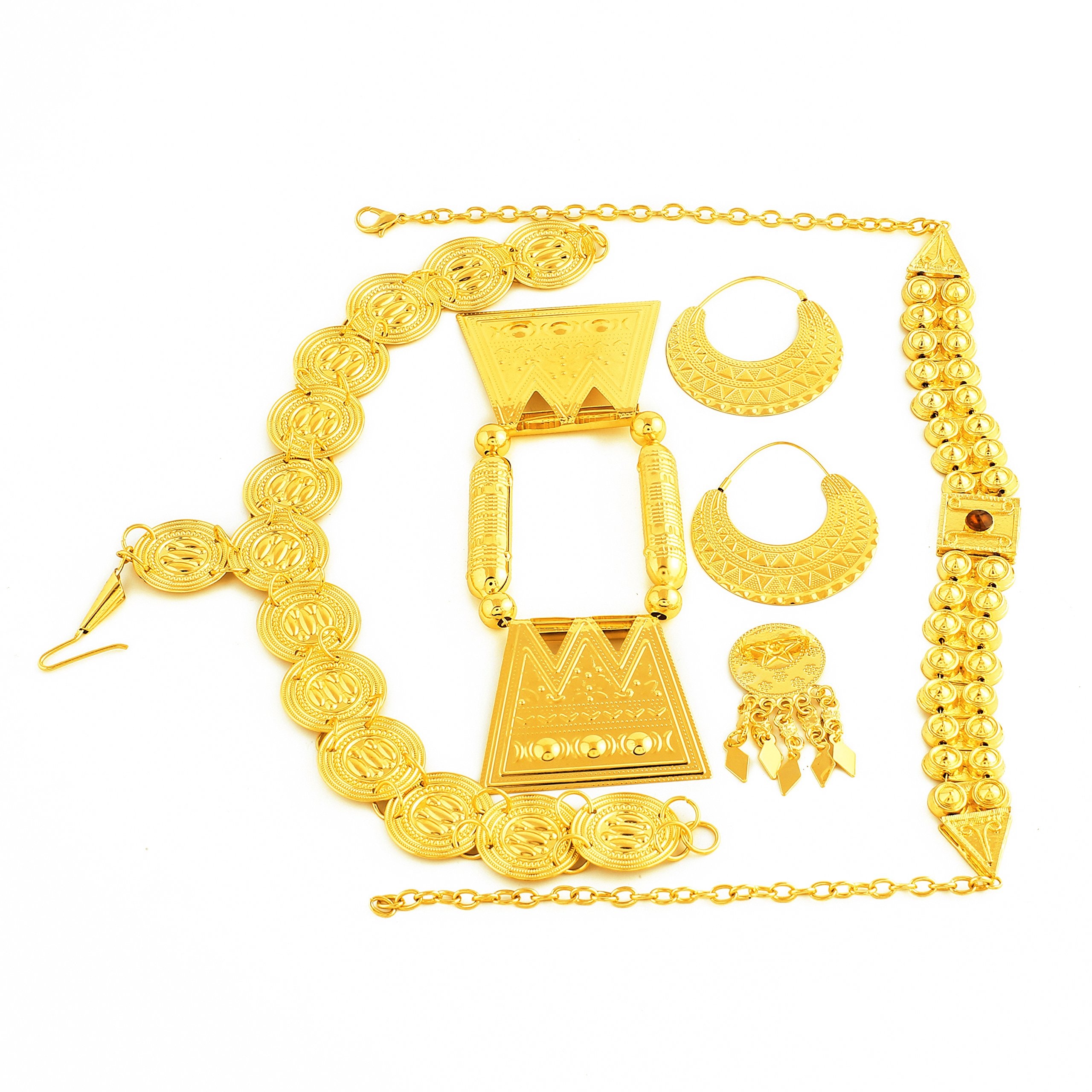 Gold Color Red Stone Women Eritrean Traditional Wedding Jewelry Sets