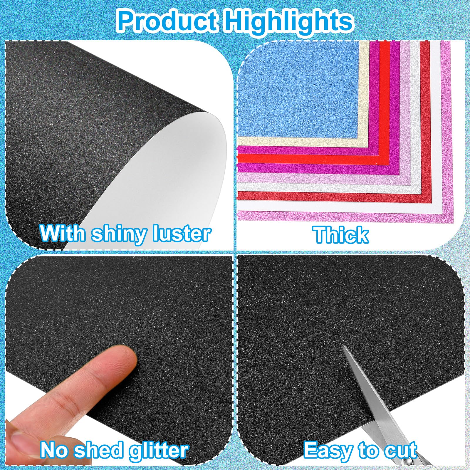PATIKIL 10 Sheets Black Glitter Cardstock Paper - Image 3