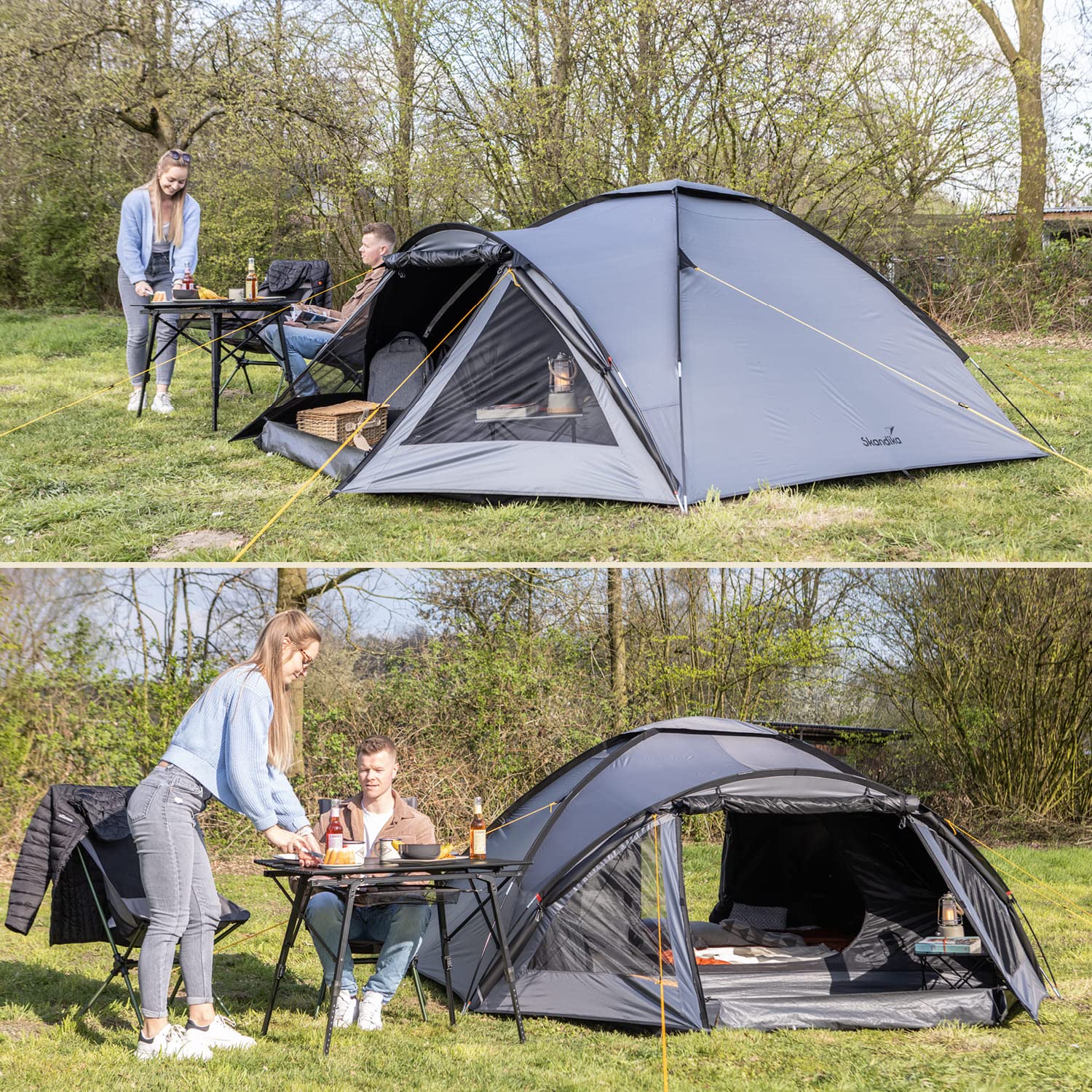 Skandika Dale 3-4 namiot kopułowy | namiot kempingowy dla 3 osób, technologia Sleeper, wodoszczelny 3000 mm, 2 wejścia, moskitiera, lekki namiot trekkingowy, namiot igloo, namiot festiwalowy