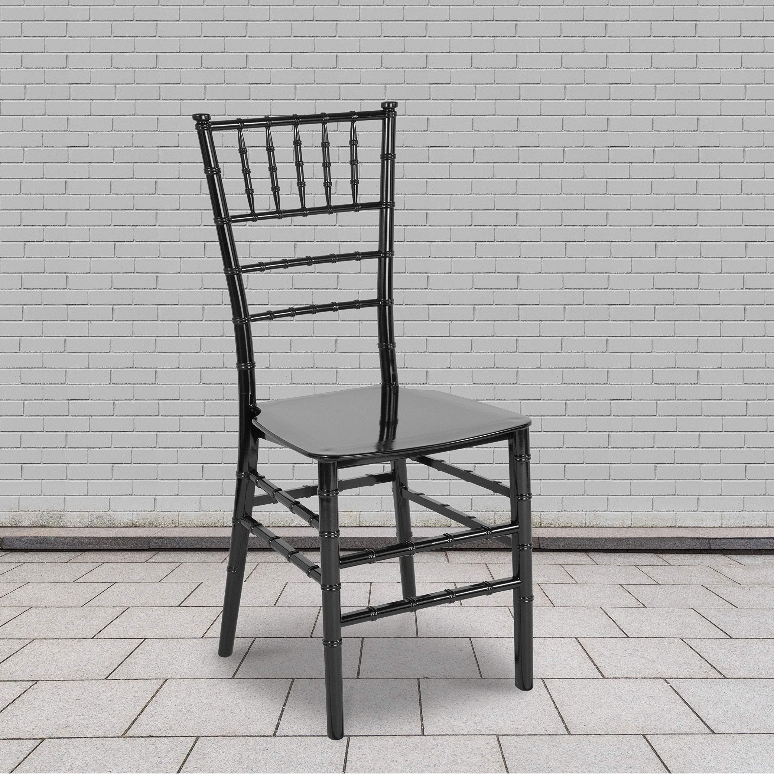 BizChair2 Pack Black Stackable Resin Chiavari Chair - Hospitality and Event Seating