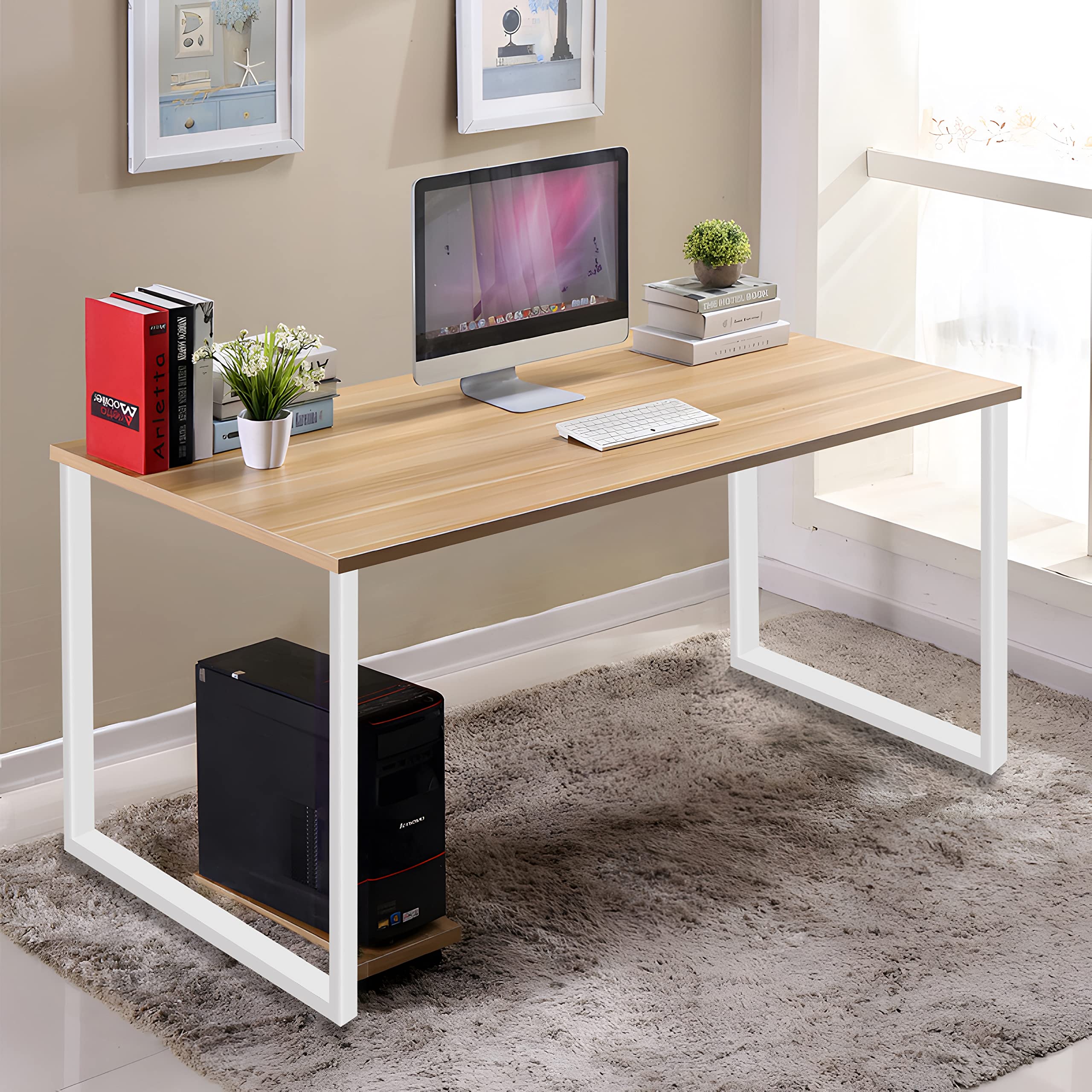 Patas de mesa de metal para bricolaje, muebles de mesa de metal, patas ideales para mesa de comedor, oficina, juego de 2 patas de mesa, diseño industrial, 60 x 72 cm, color blanco