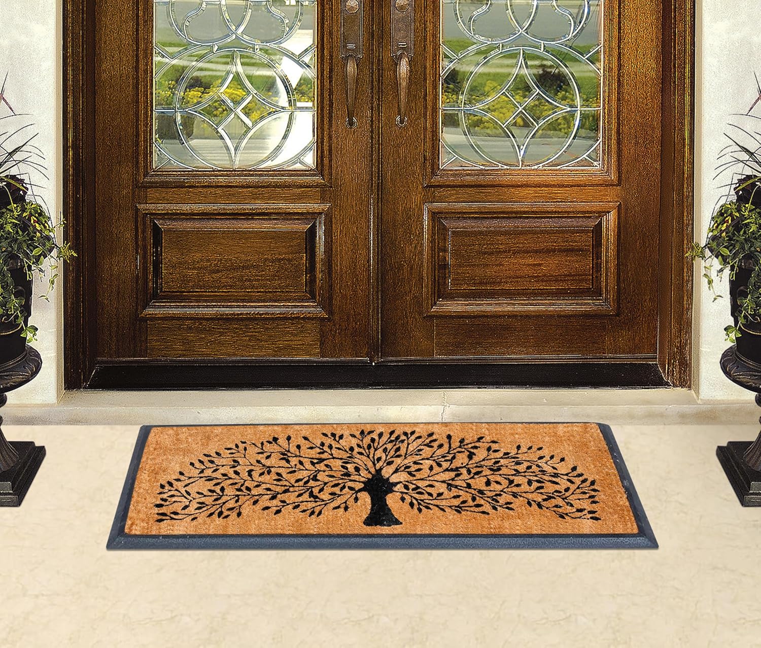 A1HC Natural Coir and Rubber Large Door Mat 18" x 48", Thick Durable Doormats for Outside Entrance, Heavy Duty, Thin Profile Door Mat, Easy to Clean,Long Lasting Front Door Entry Doormat