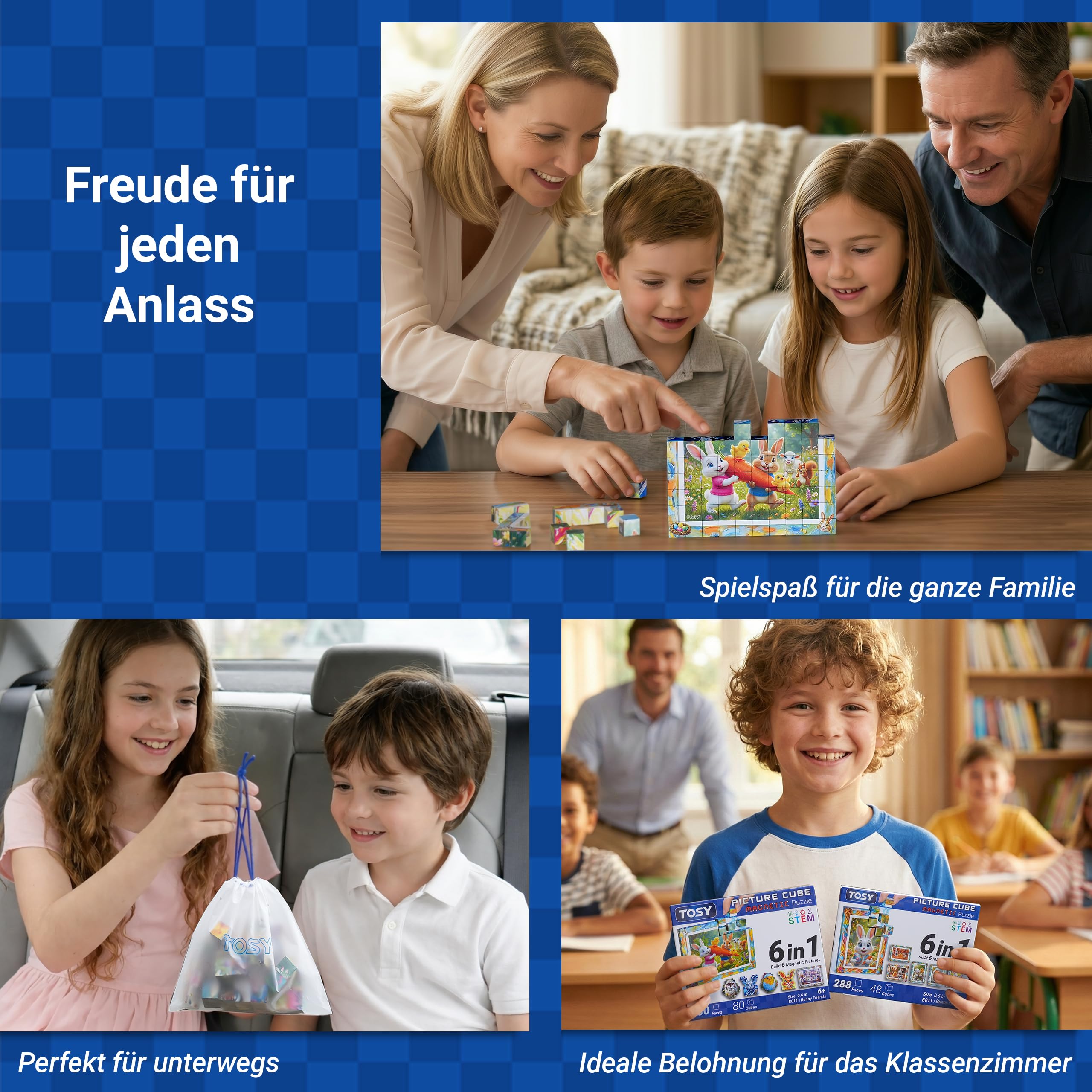 TOSY Picture Cube Iconic Masterpieces: 6-in-1 magnetisches Bilderpuzzle, 80 Blöcke, 488 Flächen/Magnete, 0,6 Zoll, B041, Nahtlose UV-Kunst, Display-Rahmen, Sammelstück, STEM/STEAM Geschenk