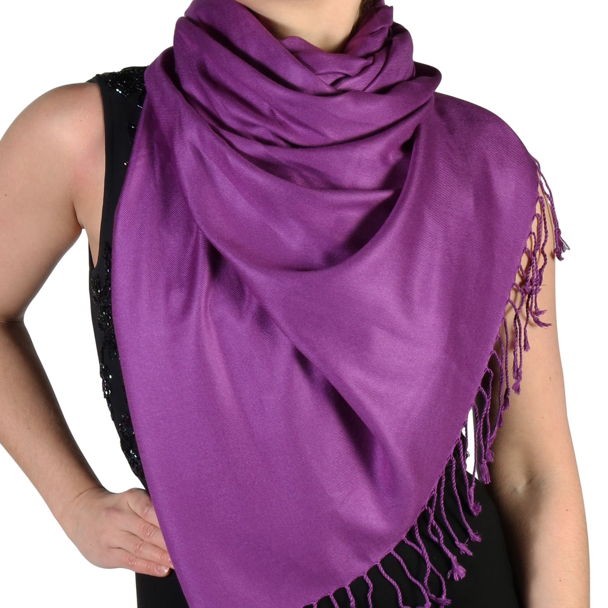 York Shawls Stola sciarpa pashmina da donna - Con Nappine - (20+ colori), fatta a mano