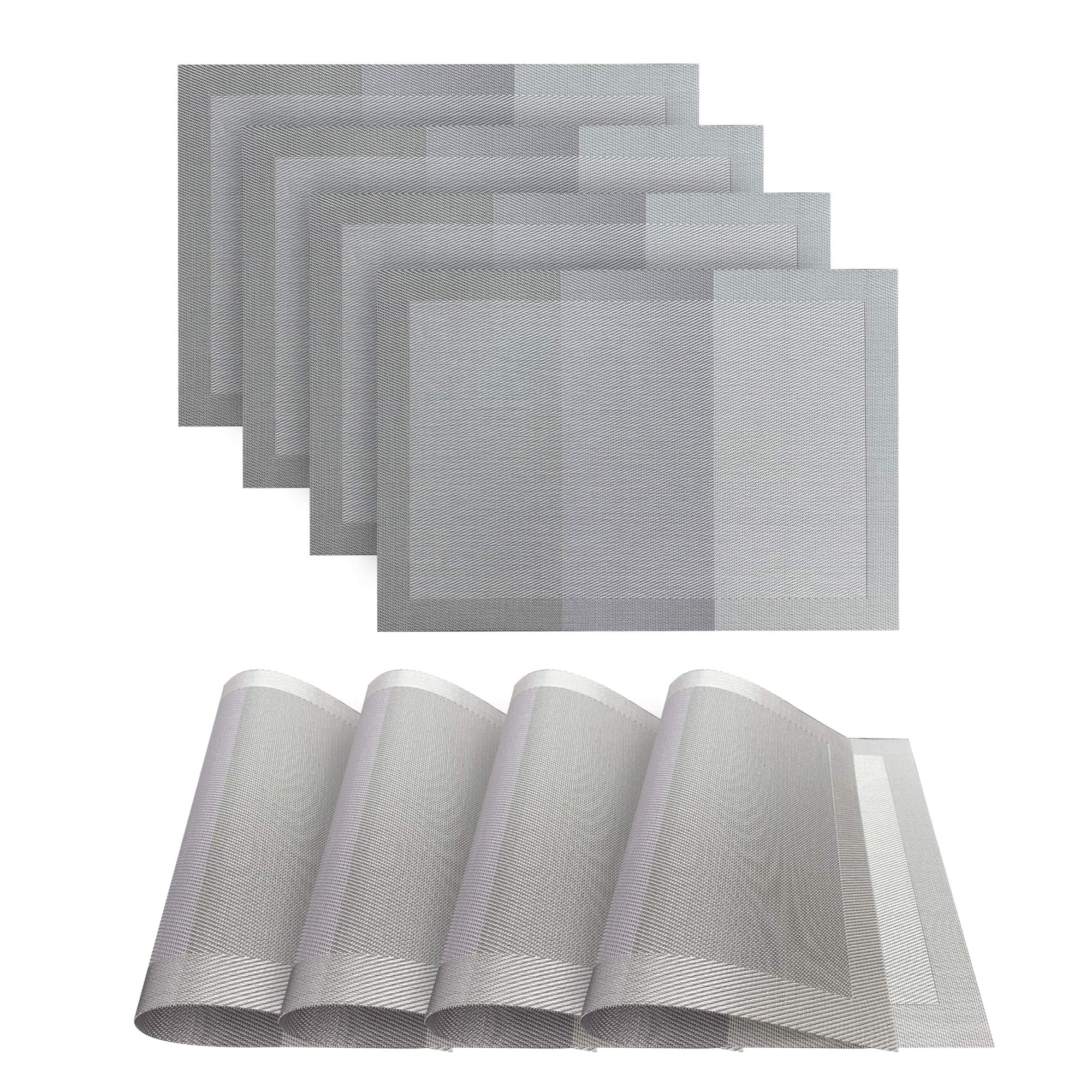 Dainty Home Moderna - Juego de 4 manteles Individuales Lavables, Resistentes al Calor y a Las Manchas, Impermeables, de textileno, 33 x 48 cm, Color Gris Topo, Gris, 13x19''