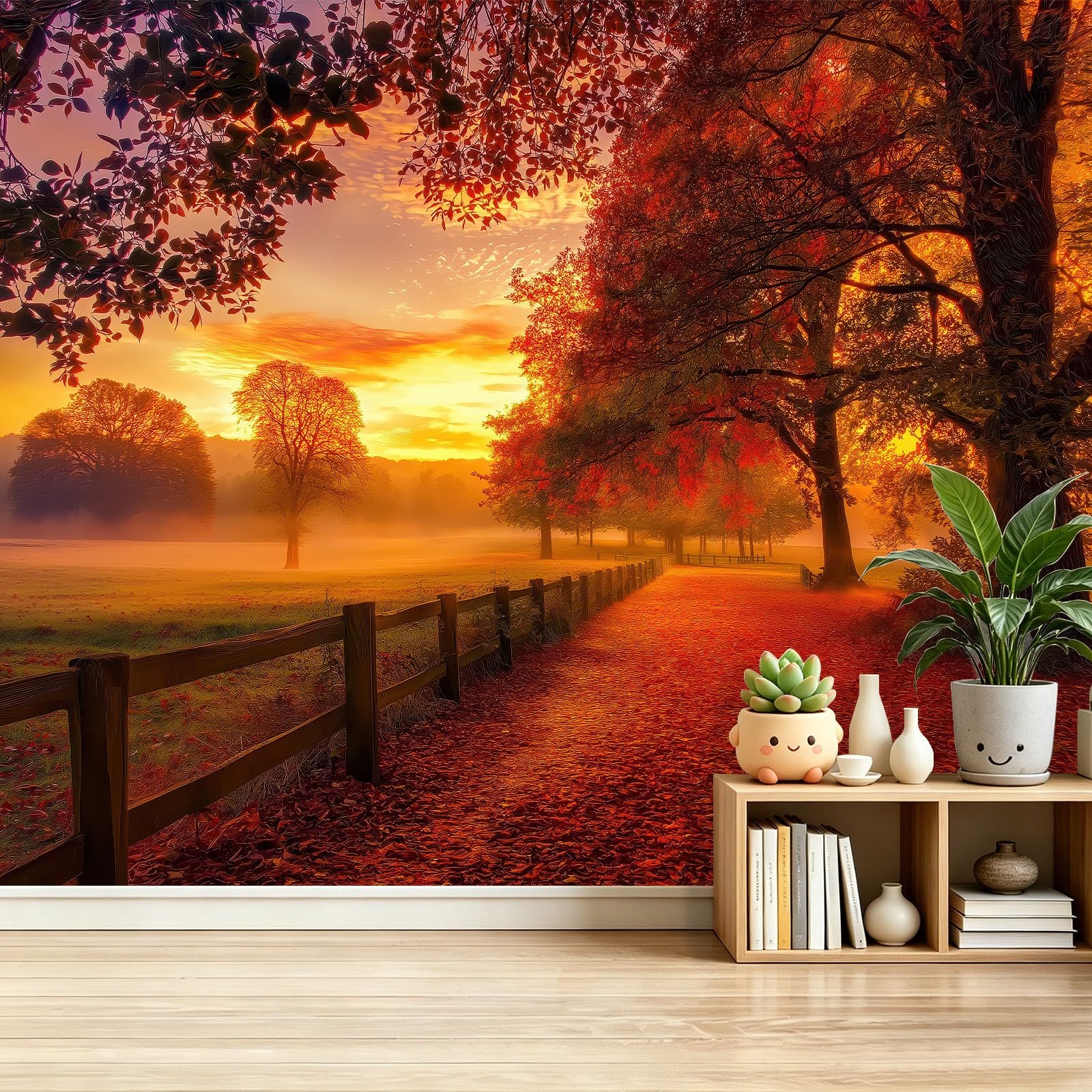 Papier Peint Panoramique Naturels Intissé 200x140 cm Couleur Orange