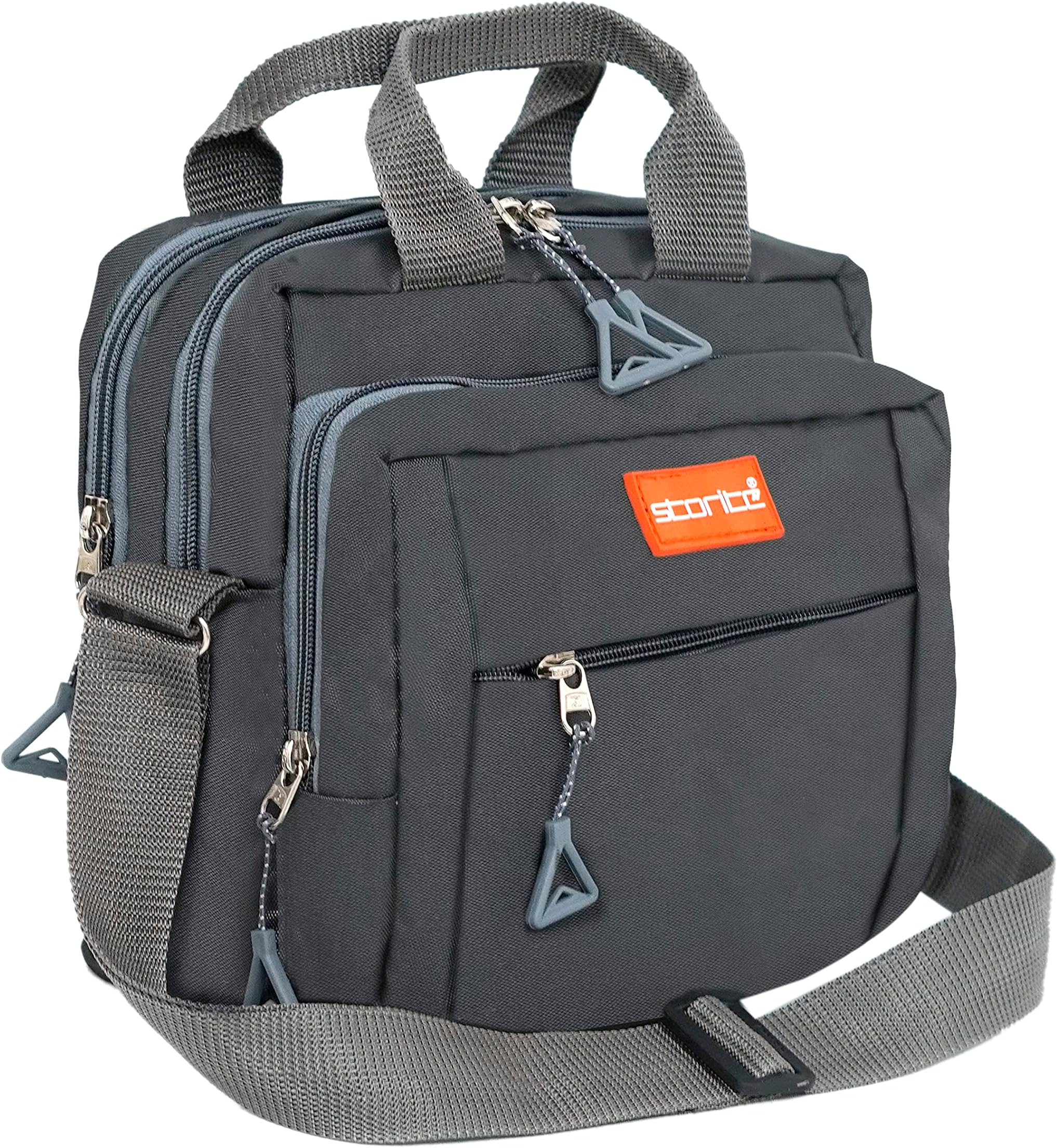 Stylish Padded Nylon Small Sling Cross Body Travel Office Messenger One Side Shoulder Handbag Bag for Men & Women (22.5cm x 9.5cm x 22.5 cm, Dark Grey)