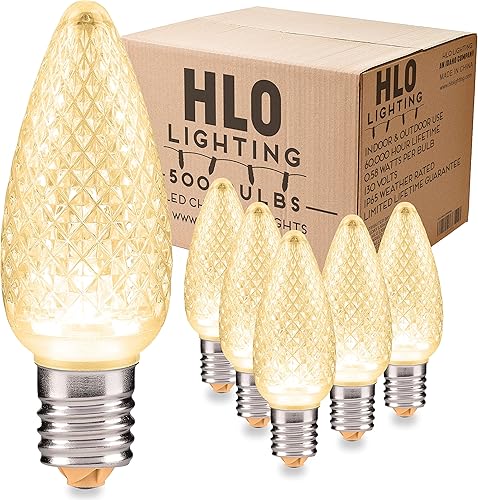 Miniatura 19 de HLO Lighting Juego de 25 bombillas LED de Navidad C9 de color blanco cálido para uso en interiores y exteriores | Bombilla de repuesto duradera Sol,
