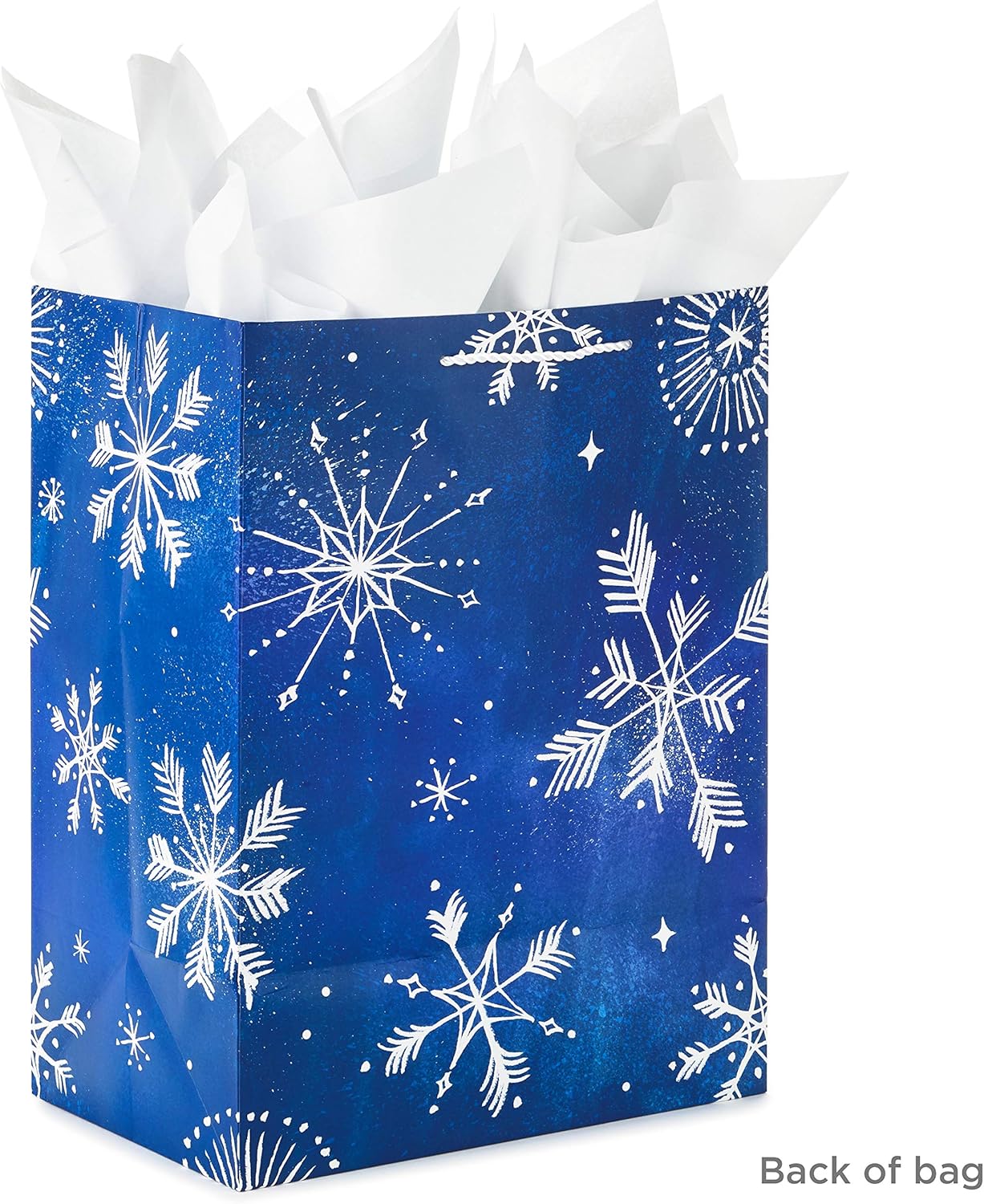 Hallmark 17" Extra Large Blue Gift Bags with Tissue Paper (3 Gift Bags: Starry Snowflakes on Navy) for Winter Weddings, Birthdays, Housewarming Gifts