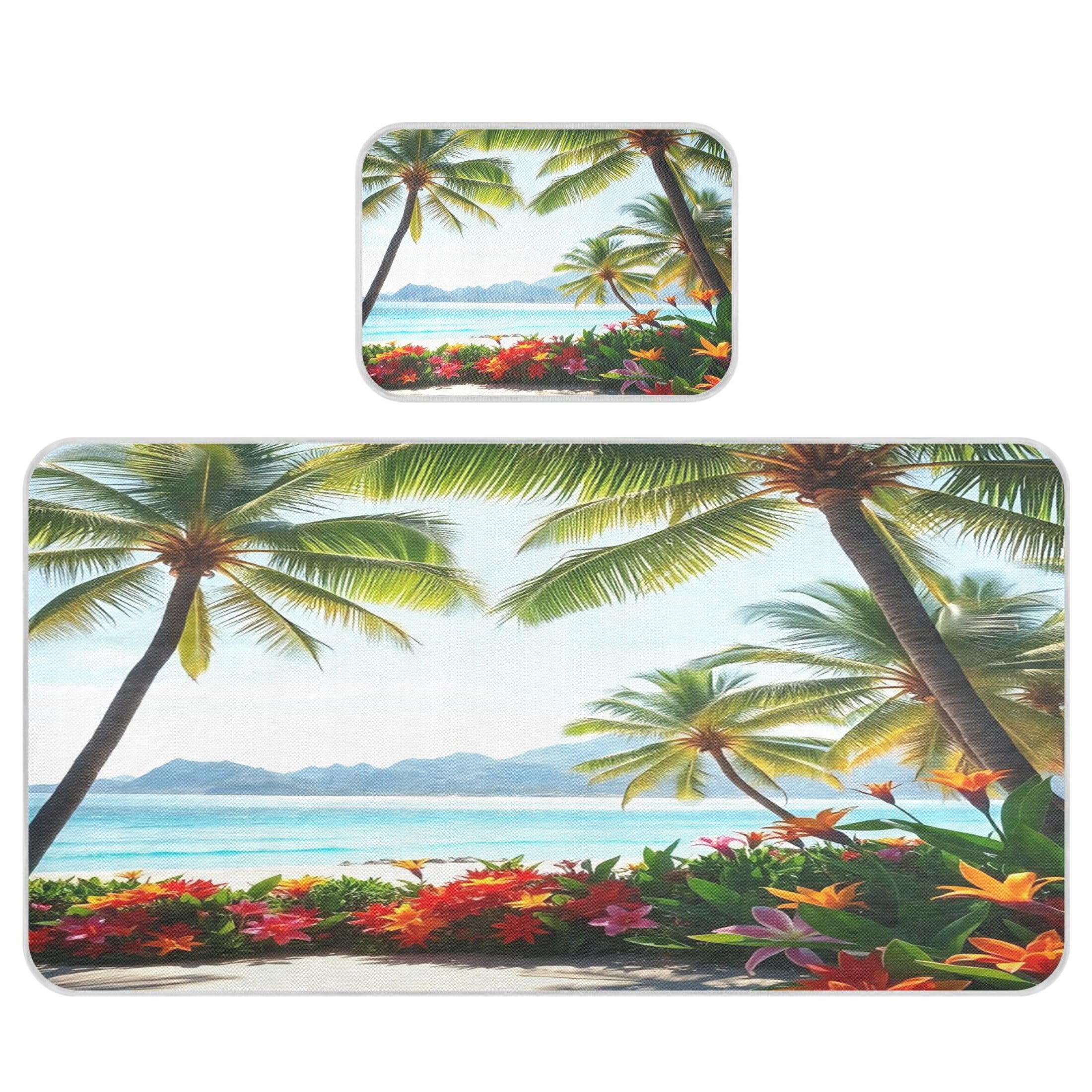 Takiito Tropical Island Palm Trees Baby Cooling Mattress Pad, Soft & Breathable Cooling Mat Keep Baby Cool in Summer 28x52 in, Nursery Essential