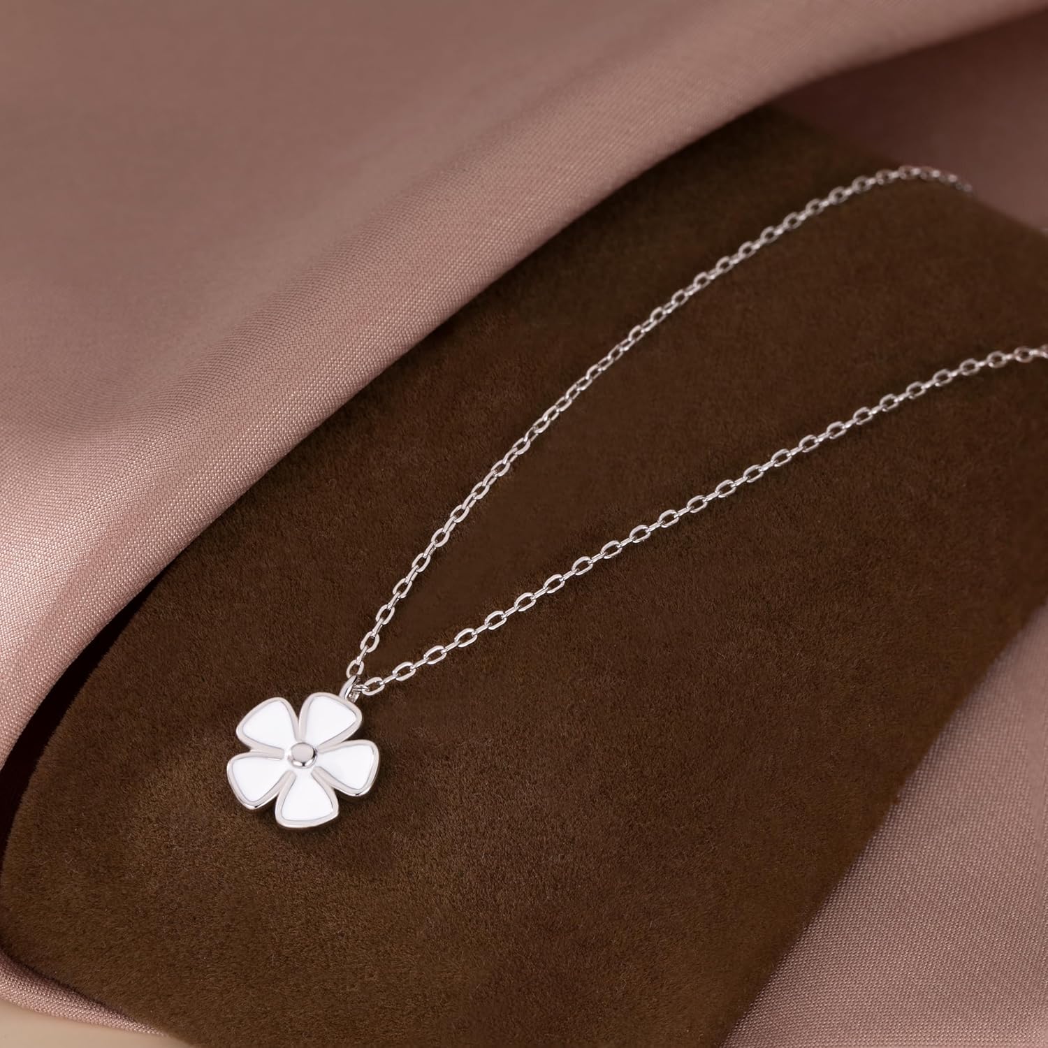 SLUYNZ 925 Sterling Silver White Floral Choker Necklace for Women Teens Flower Pendant Necklace Chain for Summer Spring - Image 3