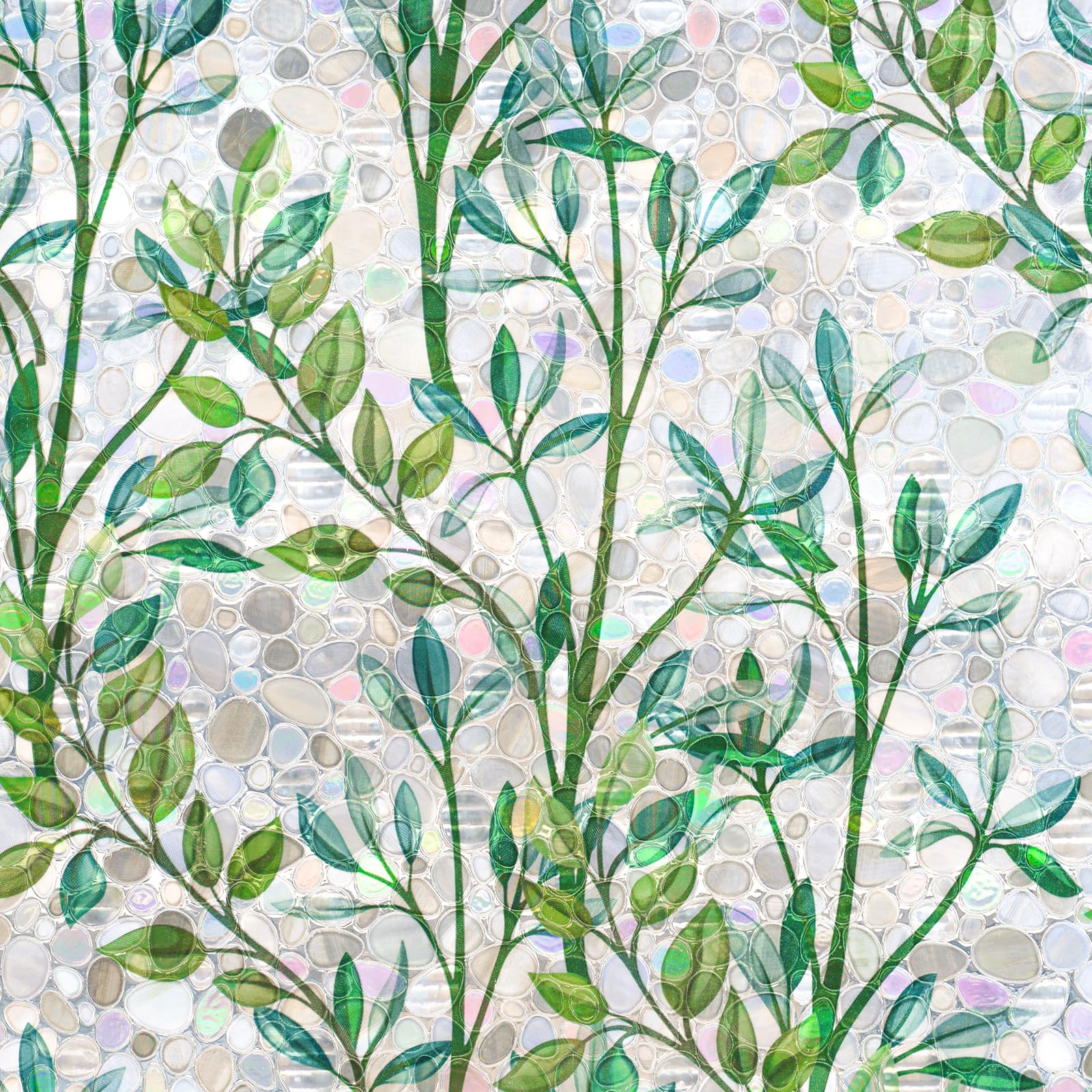 LEMON CLOUD Window Privacy Film, Stained Glass Window Film, Decorative Rainbow Window Clings, Static Cling Non Adhesive Door Stickers, Anti-UV Sun