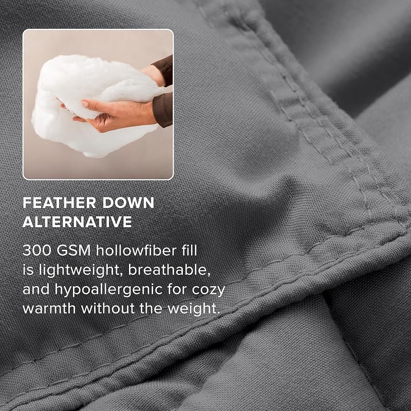 Bare Home Queen Comforter Set - 1800 Ultra Soft (Queen, Grey) image 6
