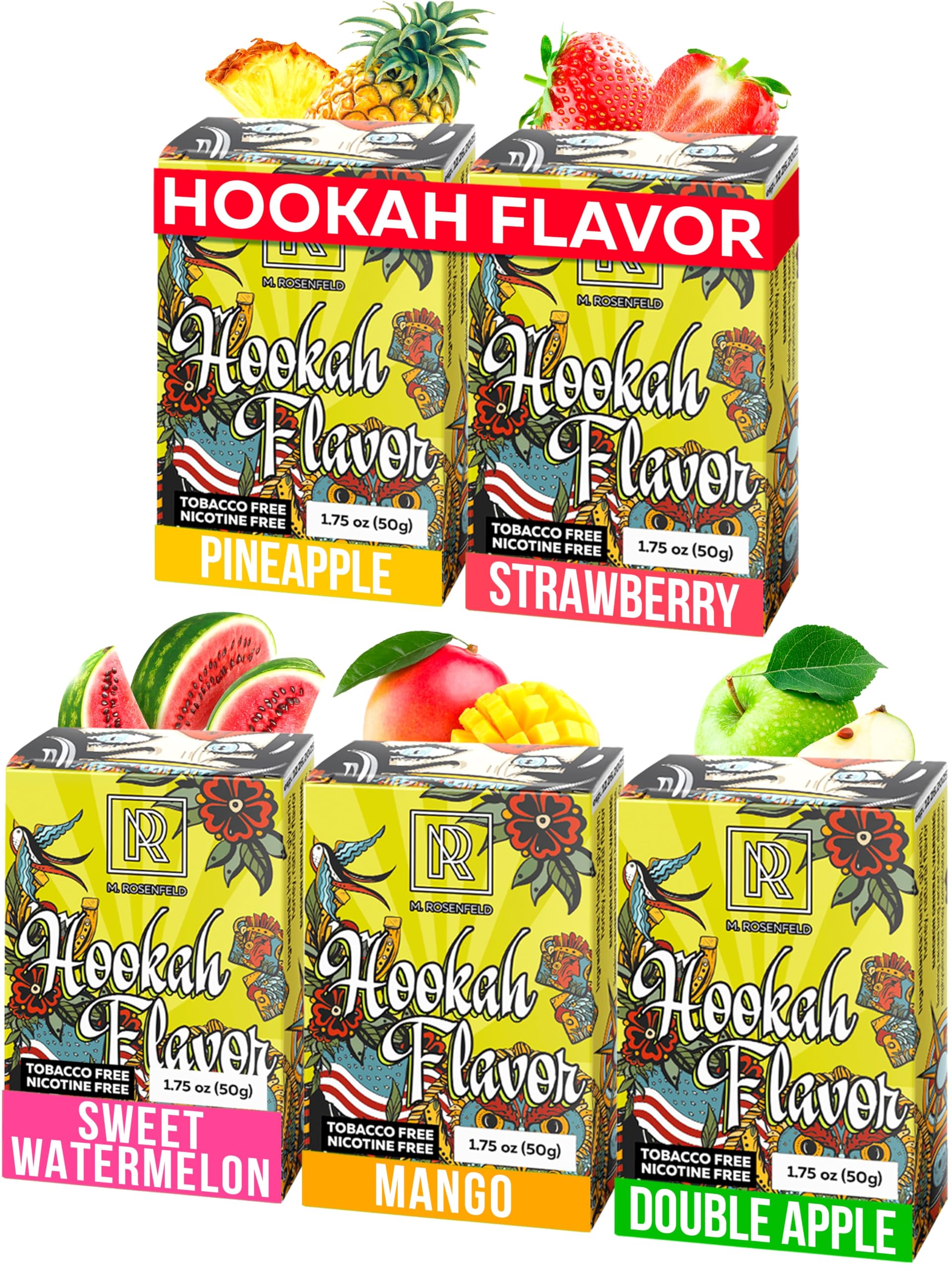 Pleasure Flavor Hookah Flavors Set - 5 x 1 76 oz Non Tobacco Hooka Flavor for your Bowl