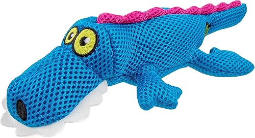 goDog Juguete chirriante para perros de malla con doble guardia masticable, azul, pequeño