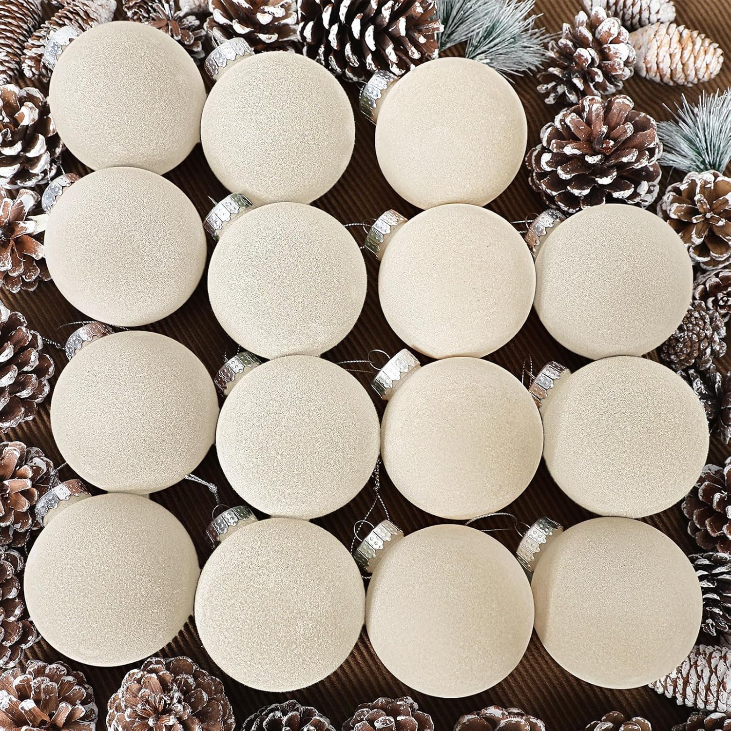 Liliful 15 Pcs Velvet Christmas Balls Bulk Flocked