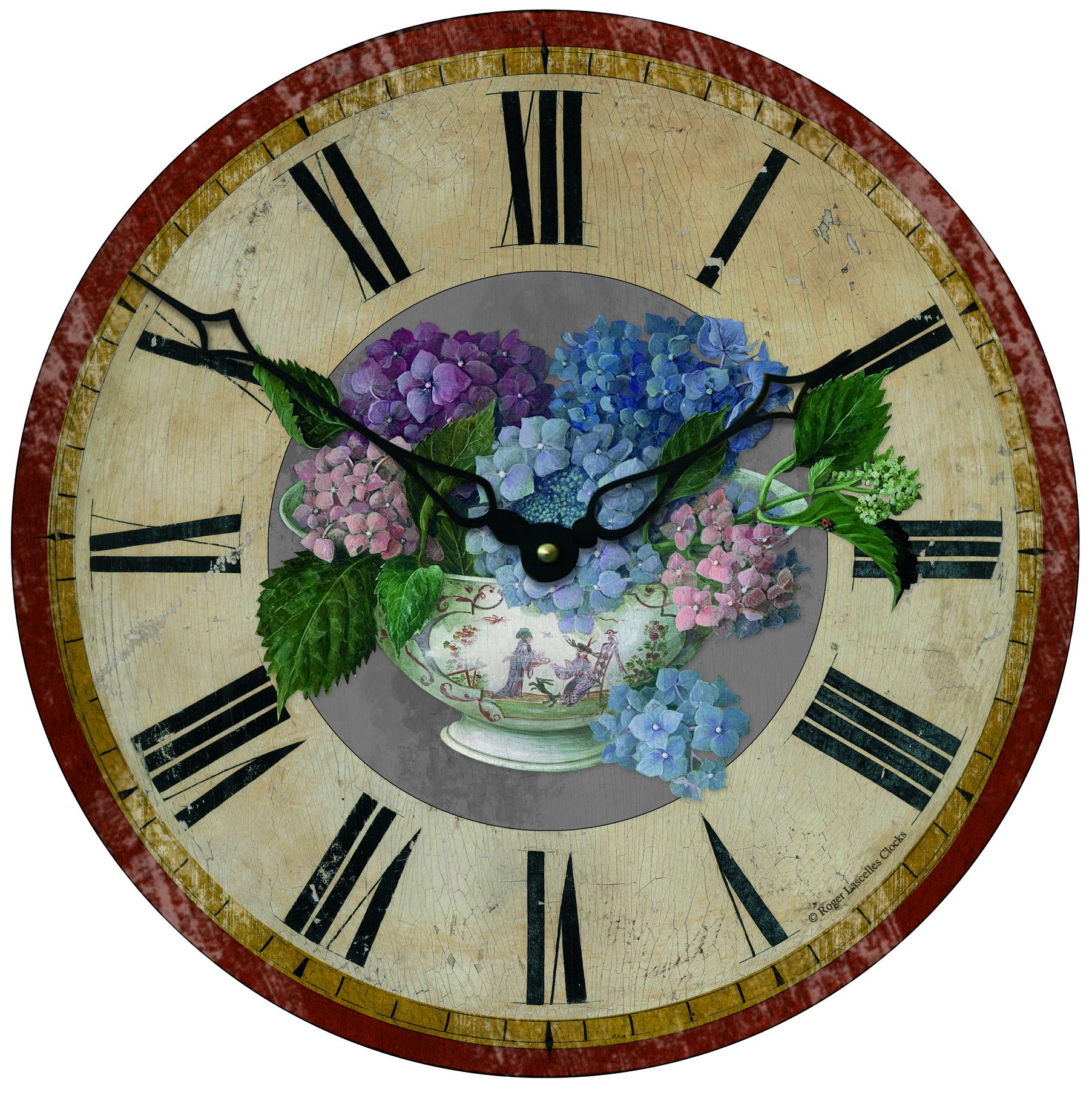 Lascelles London Roger Lascelles Hydrangea Motif Wall Clock