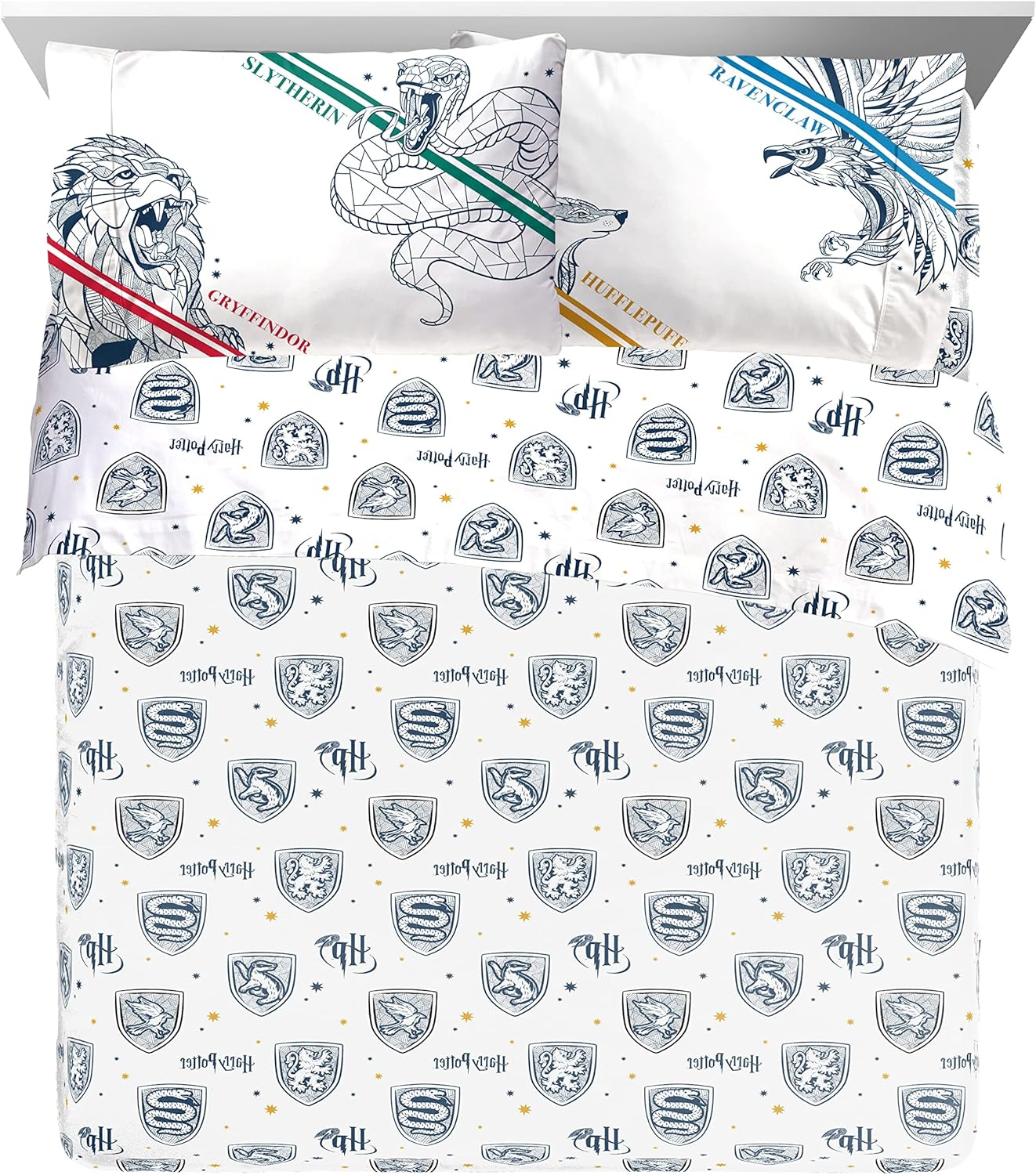 Jay Franco Harry Potter Stand Together 7 Piece Queen Size Bed Set - Includes Comforter & Sheet Set - Super Soft Kids Bedding Fade Resistant Microfiber (Official Harry Potter Product)