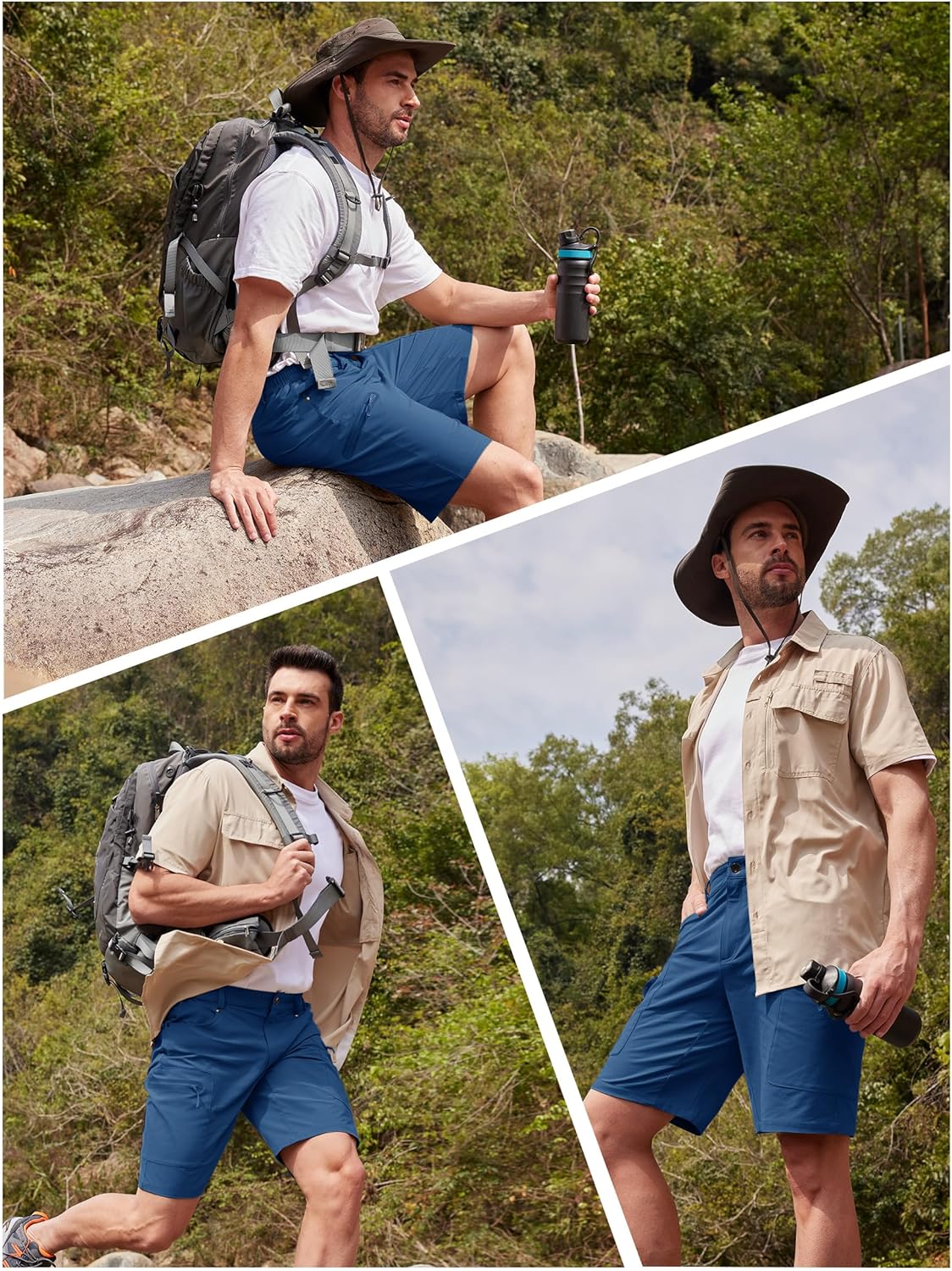 TACVASEN Men's Hiking Cargo Shorts 10" Quick Dry Lightweight Casual Summer Outdoor Golf Shorts with 5 Zipper Pockets - Image 7