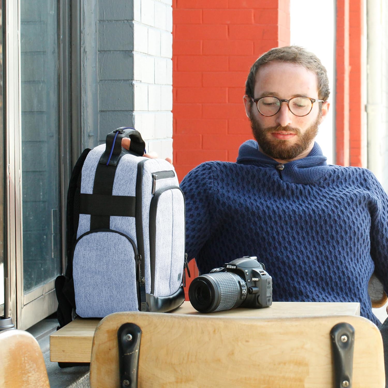 Super Cheap 🛒 USA GEAR Portable Camera Backpack for DSLR (Blue) with Customizable Accessory Dividers, Weather Resistant Bottom and Comfortable Back Support - Compatible with Canon, Nikon and More